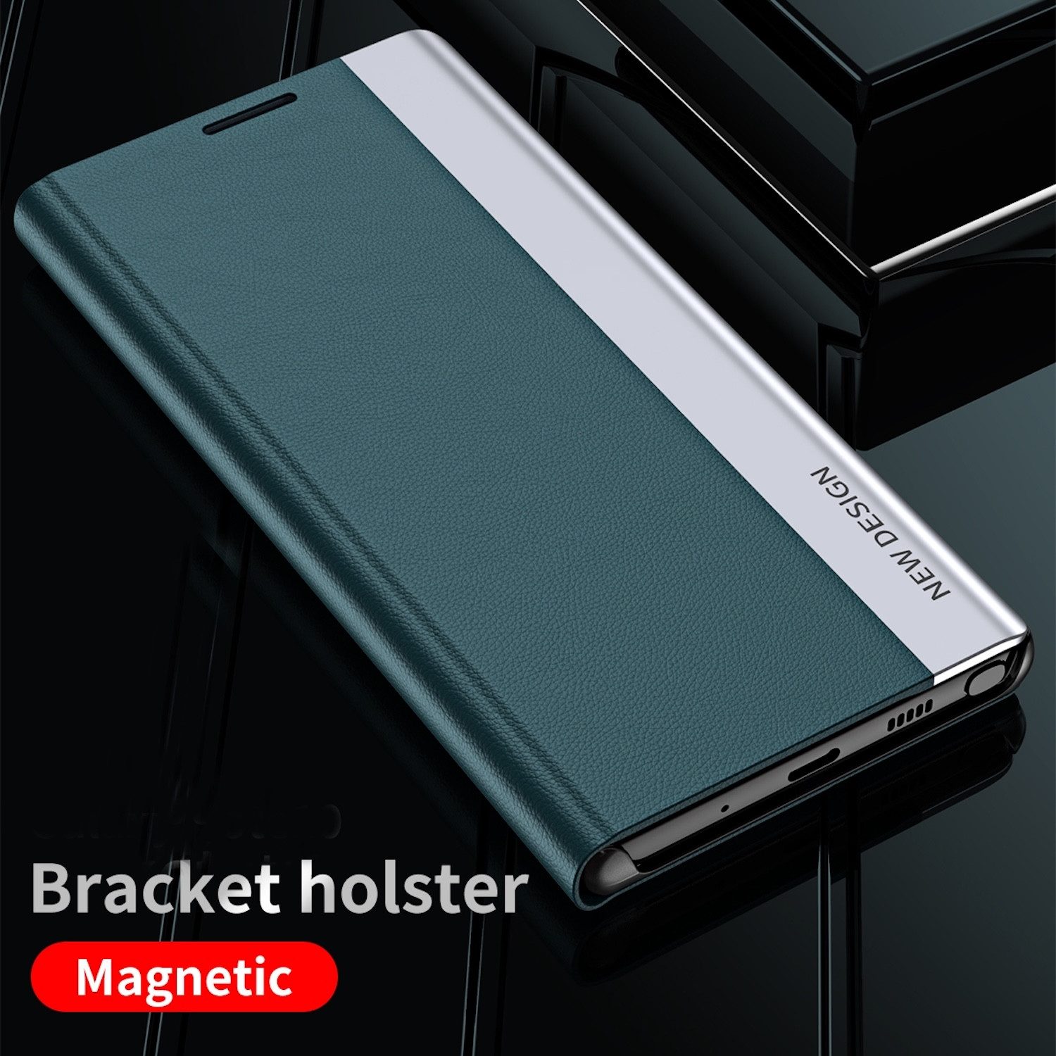 Wigento Smartphone-Hülle Für Honor Magic 7 Lite / X9c Electroplated Kunstleder Hülle Schwarz, Seiten-Elektroplattierung, Flip-Stand, Adsorptionsfunktion