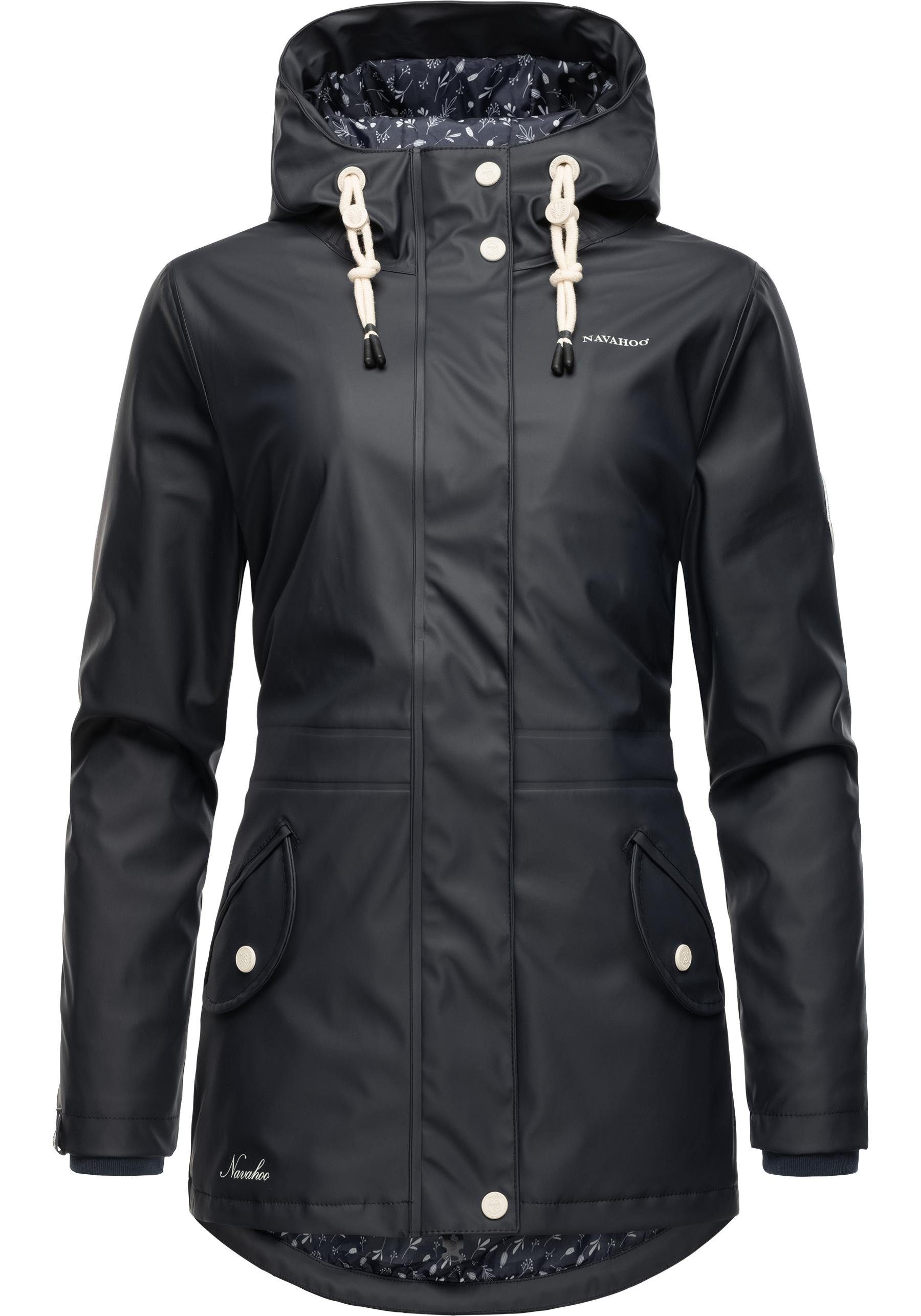 navy Regenjacke mit Kapuze Oceans Heart wasserdichter Navahoo stylischer Regenmantel