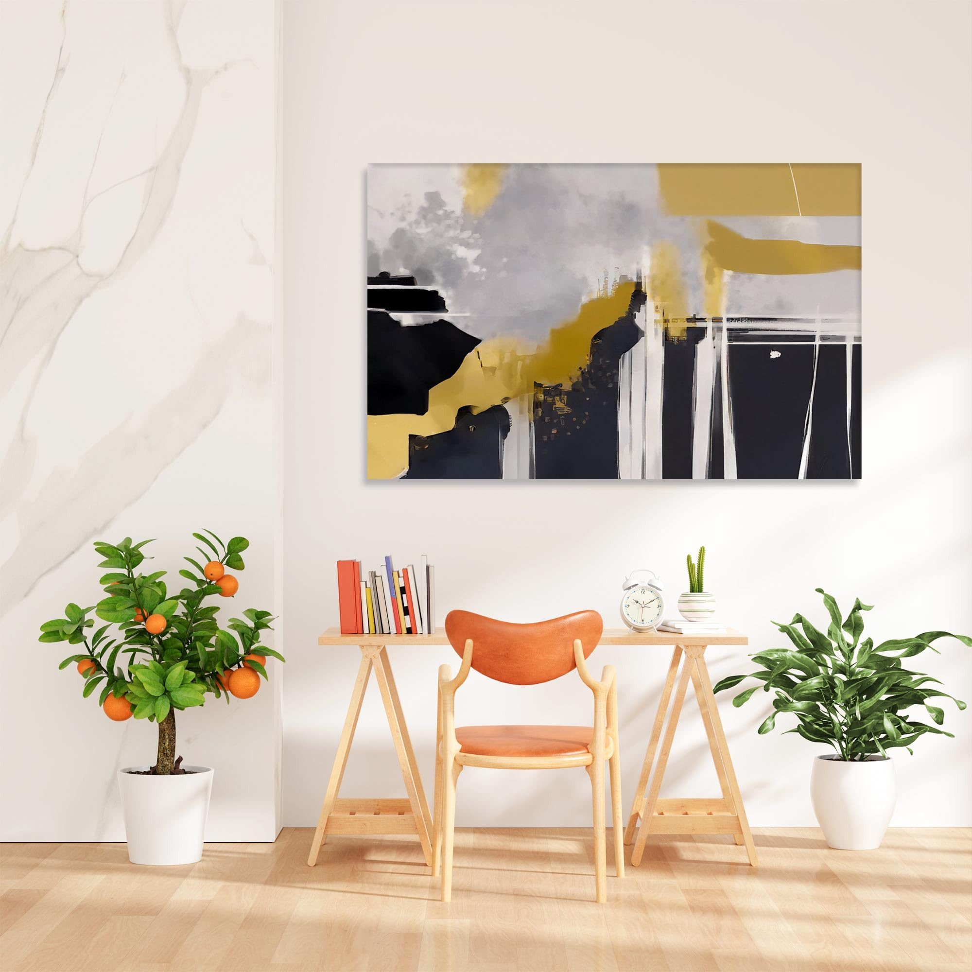 framed concept Leinwandbild Akustikbild auf Leinwand (Canvas) HD-Eco-Solvent-Druck, (Schallabsorbierend Holzrahmen 60×40 cm 90×60 cm 120×80 cm), Geräuschdämmendes Bild für Büro, Wohnzimmer & Konferenzraum