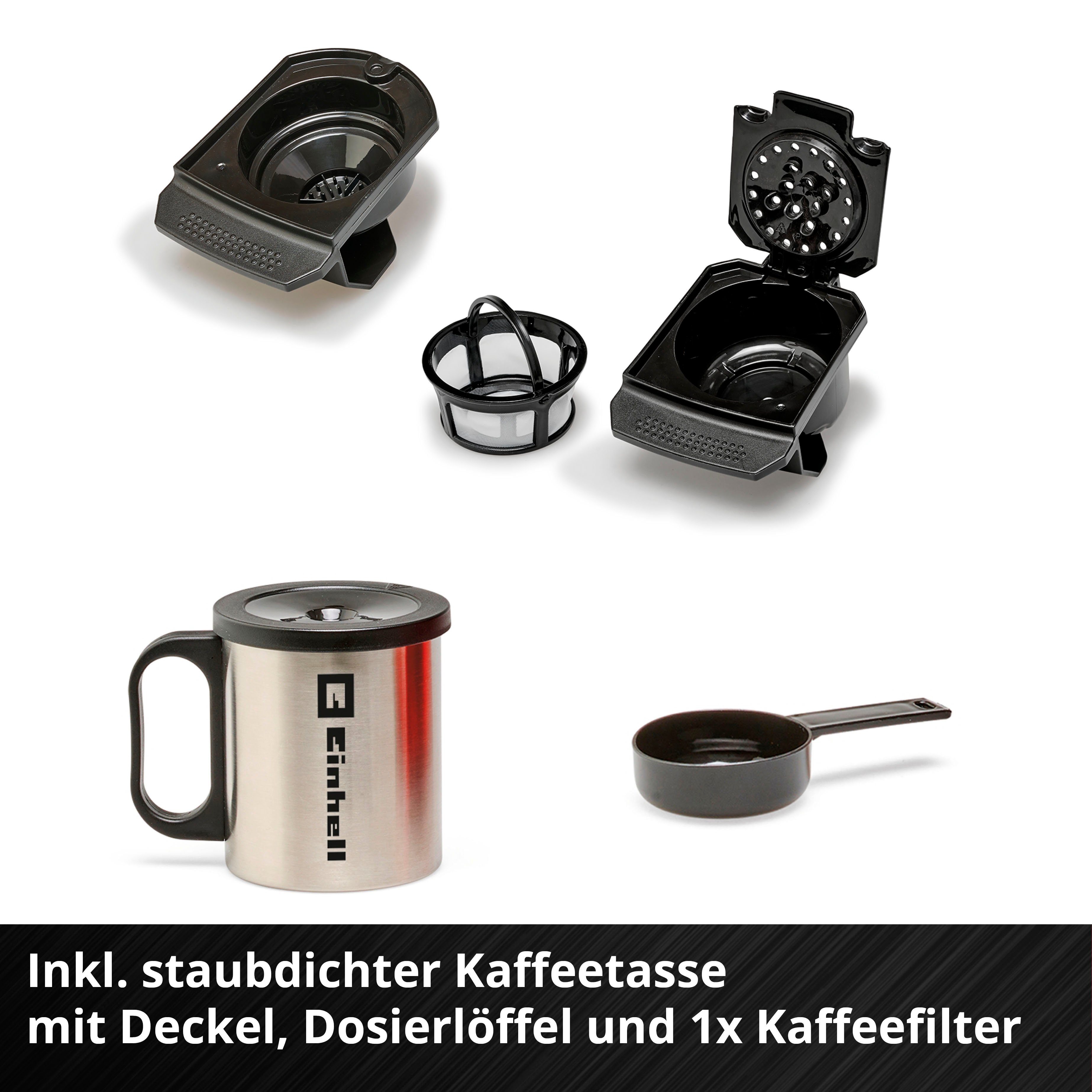 Einhell Kaffeepadmaschine TE-CF 18 Li-Solo, 0,24l Kaffeekanne, Korbfilter