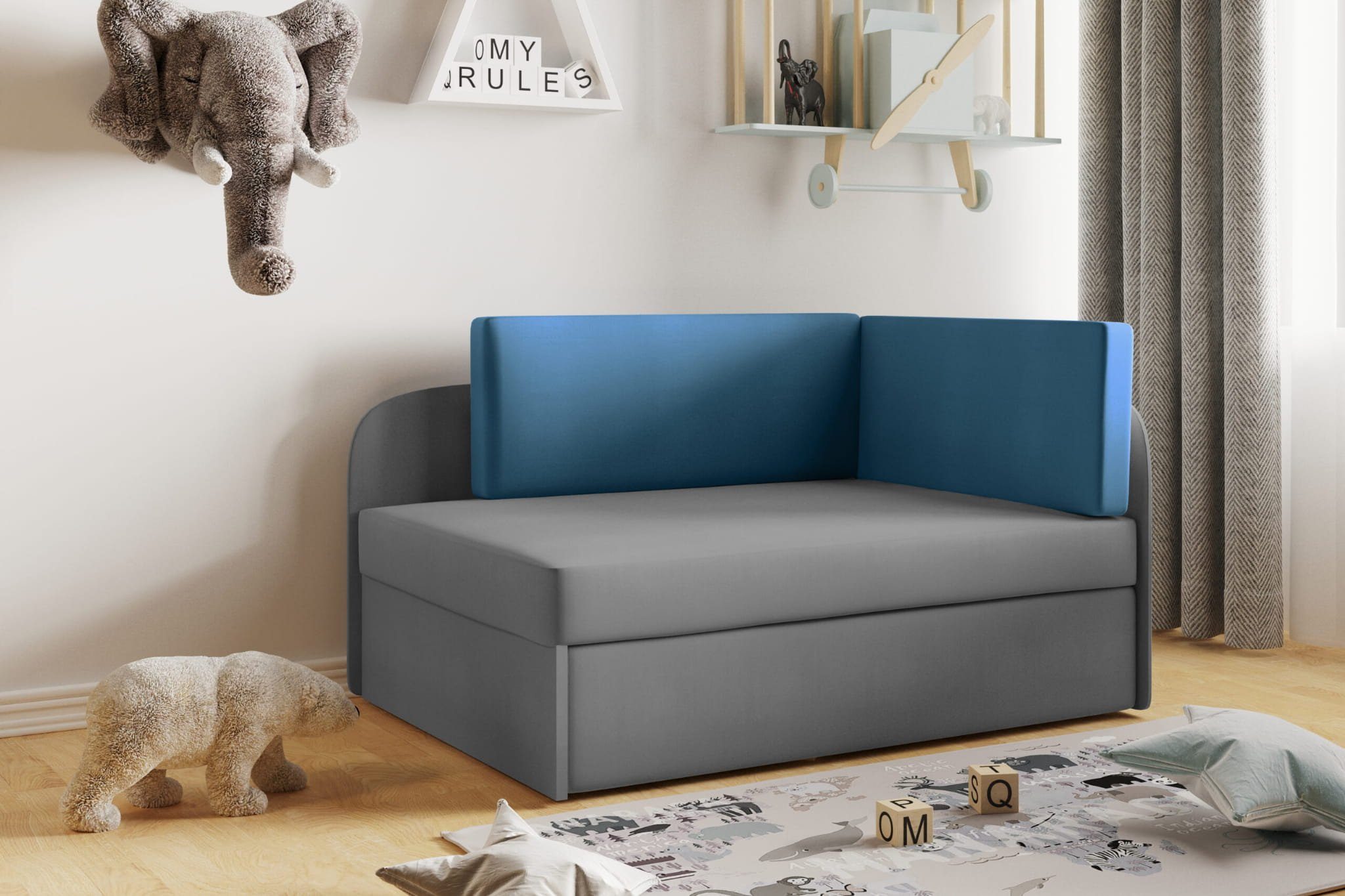 Friderik-EU Sofa BAFI Couch fürs Kinderzimmer mit Schlaffunktion und Bettkasten Casablanca 33/13