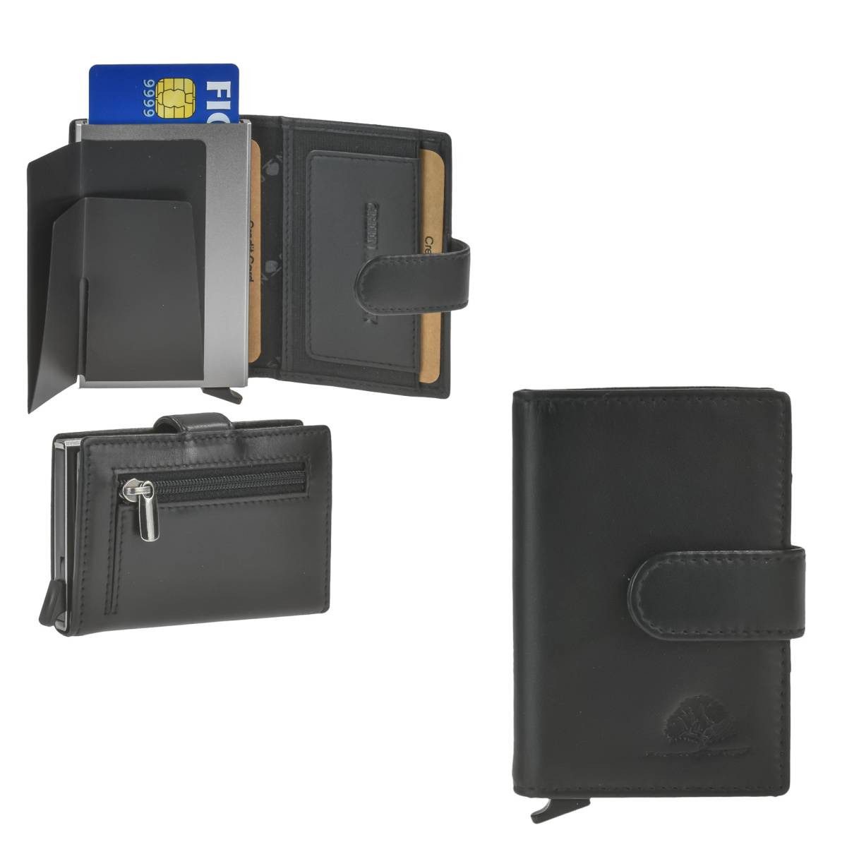 Greenburry Geldbörse "Royal Nappa" Kartenetui RFID Portemonnaie Mini Geldbörse Slim, Kartenbörse mit Münzfach, Card-Slider, Kartenetui mit RFID Schutz