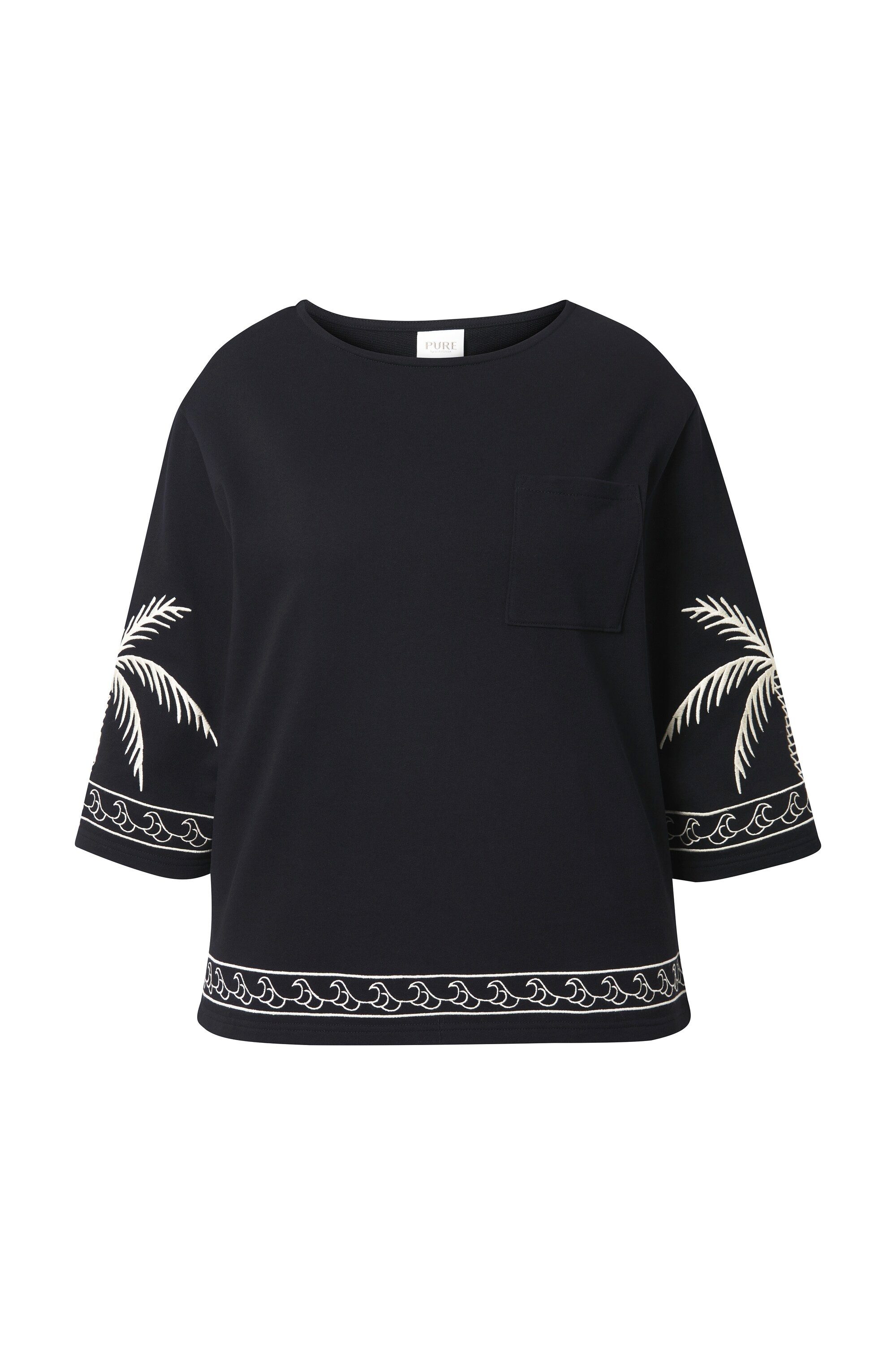 Ulla Popken Sweatshirt Sweatshirt U-Boot-Ausschnitt 3/4-Arm günstig online kaufen