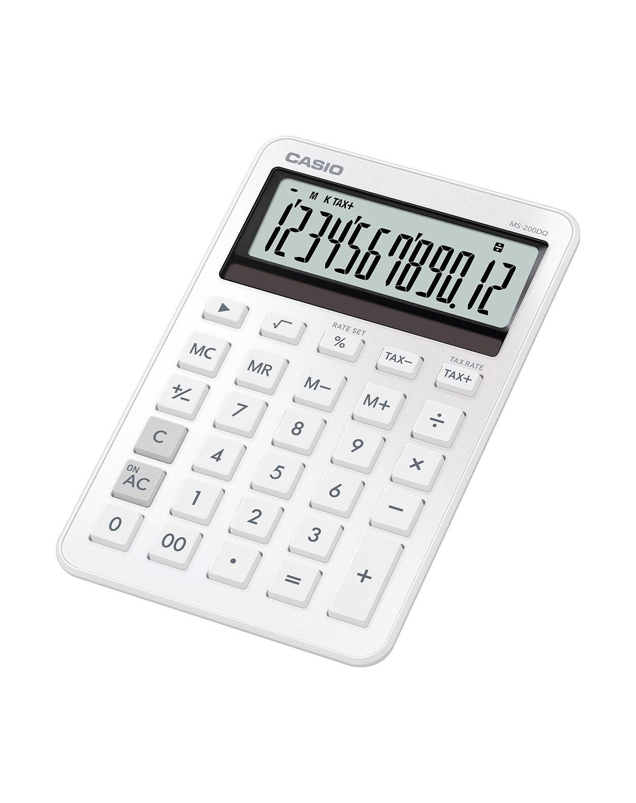CASIO Taschenrechner MS-200DQ, Solarbetrieb, 12-stelliges LC-Display, Rechenbefehle, +/- Wechsel
