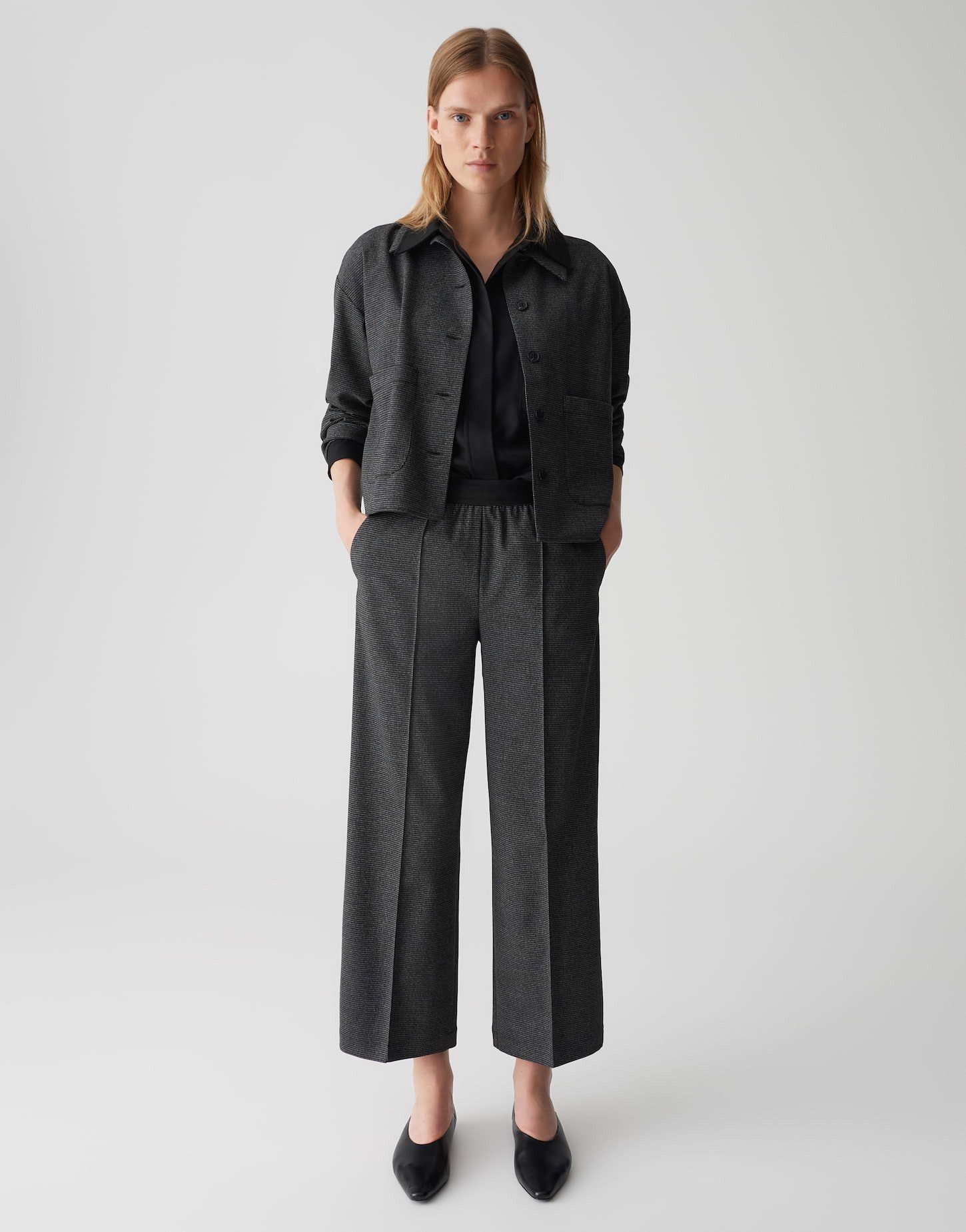 OPUS PANTS Culotte MERRI FUNK aus nachhaltigem Viskosemix Cropped, Pepita, elastischer Gummibund