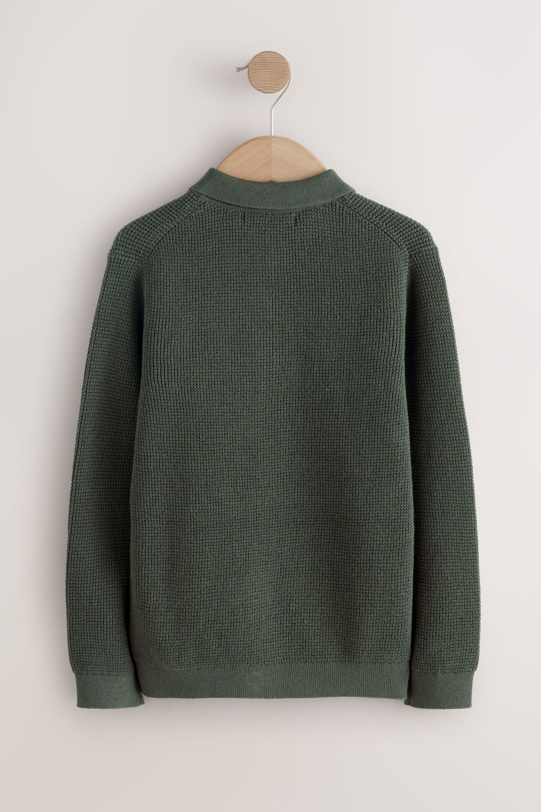 Next Polokragenpullover Langärmeliges strukturiertes Poloshirt (1-tlg)