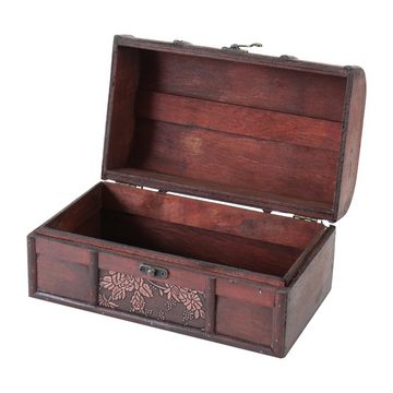 HMF Schatzkiste Handgefertigte Holztruhe Japan (1 St), Dekorative Aufbewahrungsbox mit Schloss, 25x15x13cm