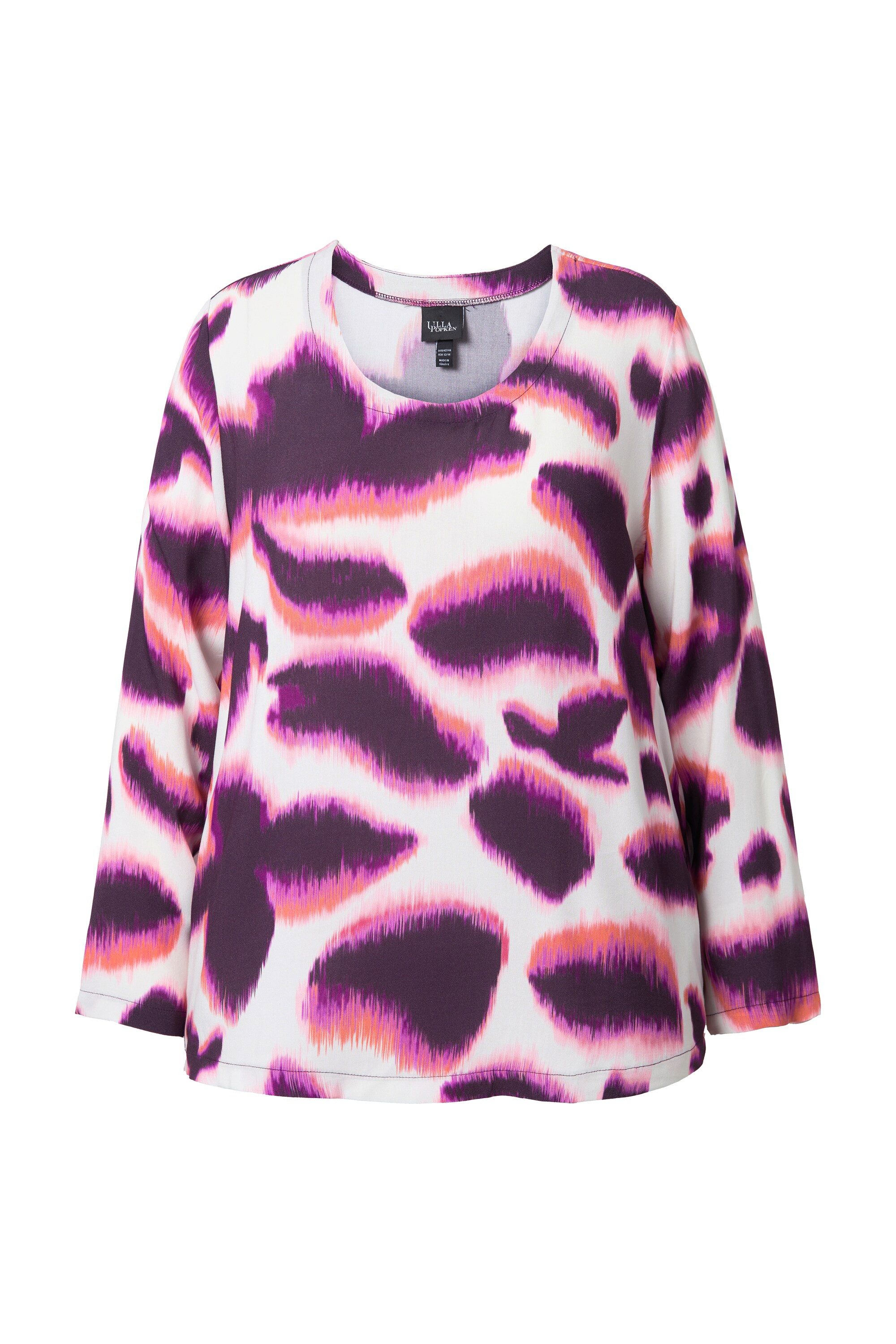 Ulla Popken Druckbluse Blusenshirt bedruckt Rundhalsausschnitt Langarm günstig online kaufen