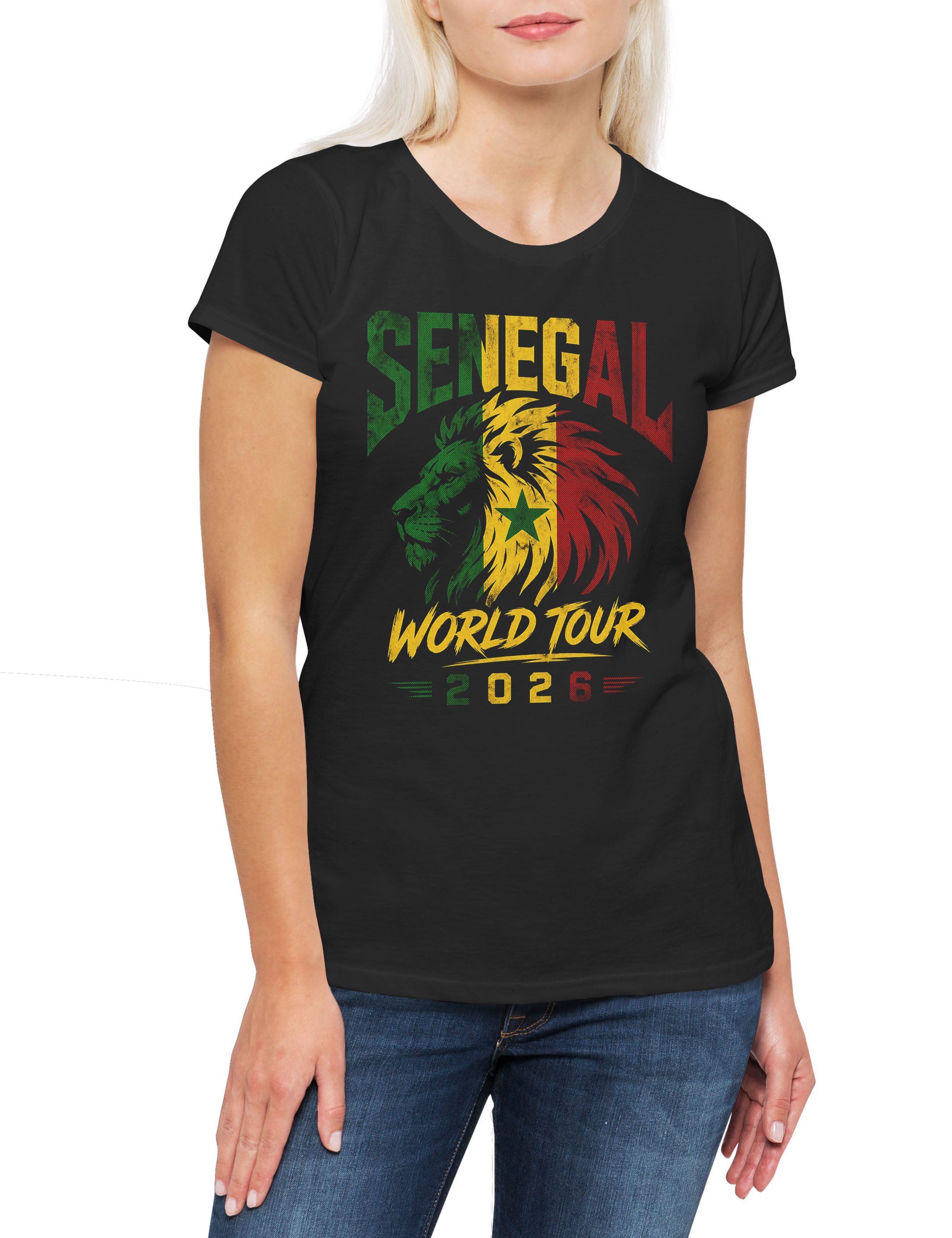 Urban Backwoods Print-Shirt Team Senegal 3 Damen T-Shirt Dakar Teranga Baobab Sabar Fußball WM (1-tlg) Soccer Football Turnier 2026