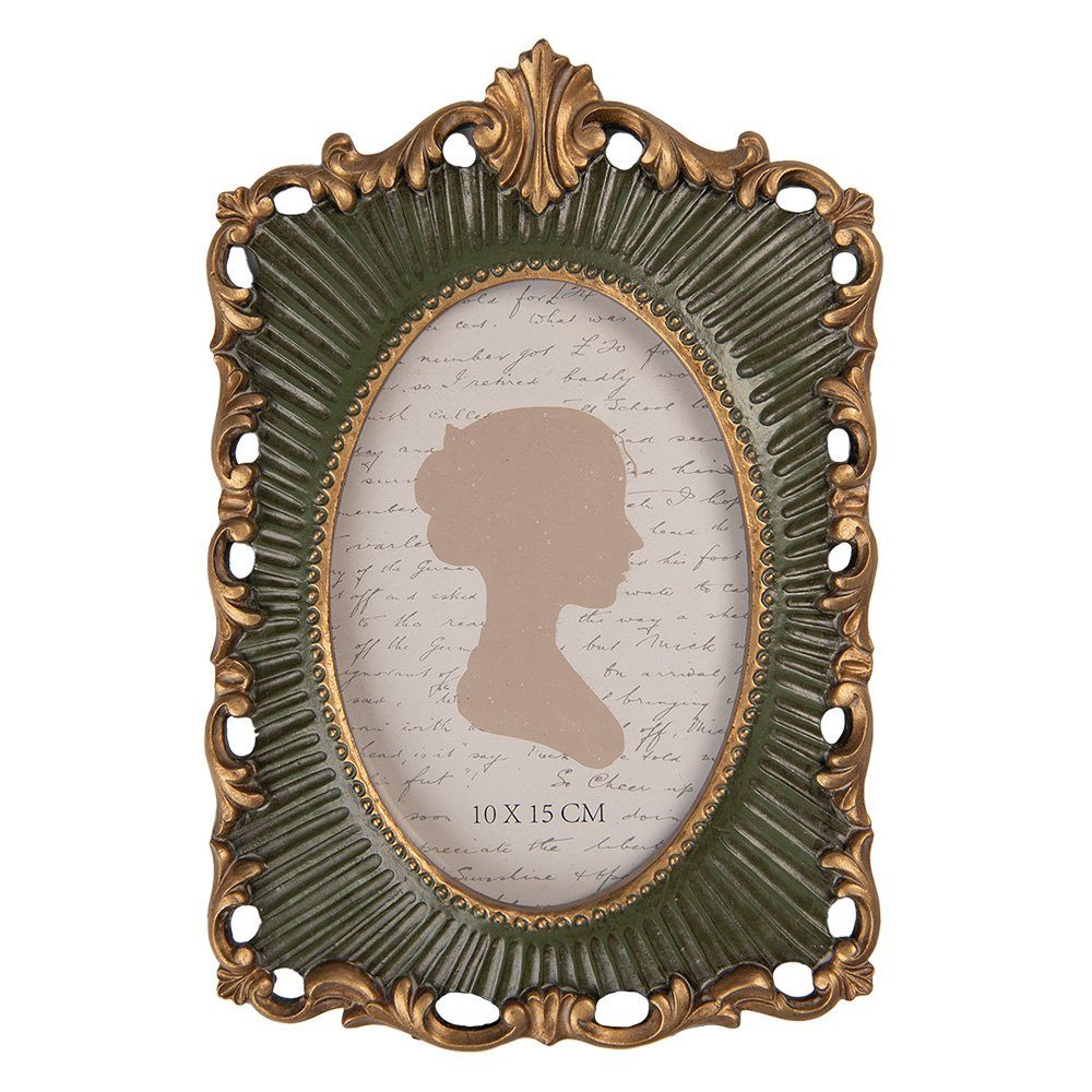 Clayre & Eef Bilderrahmen Romantischer Bilderrahmen in grün-gold 10 x 15 cm günstig online kaufen