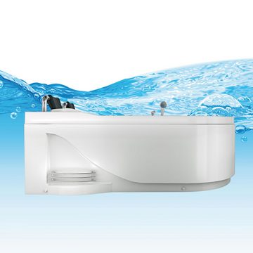 AcquaVapore Whirlpool-Badewanne Whirlpool Pool Badewanne Eckwanne Wanne W23H-TH-R, Integrierte Massagedüsen, Licht-Effekte, Moderner Touchscreen, Rutschs
