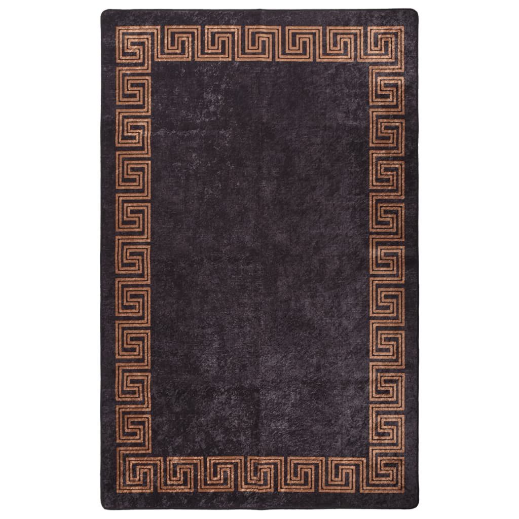 vidaXL Teppich Teppich Waschbar 80x150 cm Schwarz und Golden Rutschfest, Höhe: 0 mm