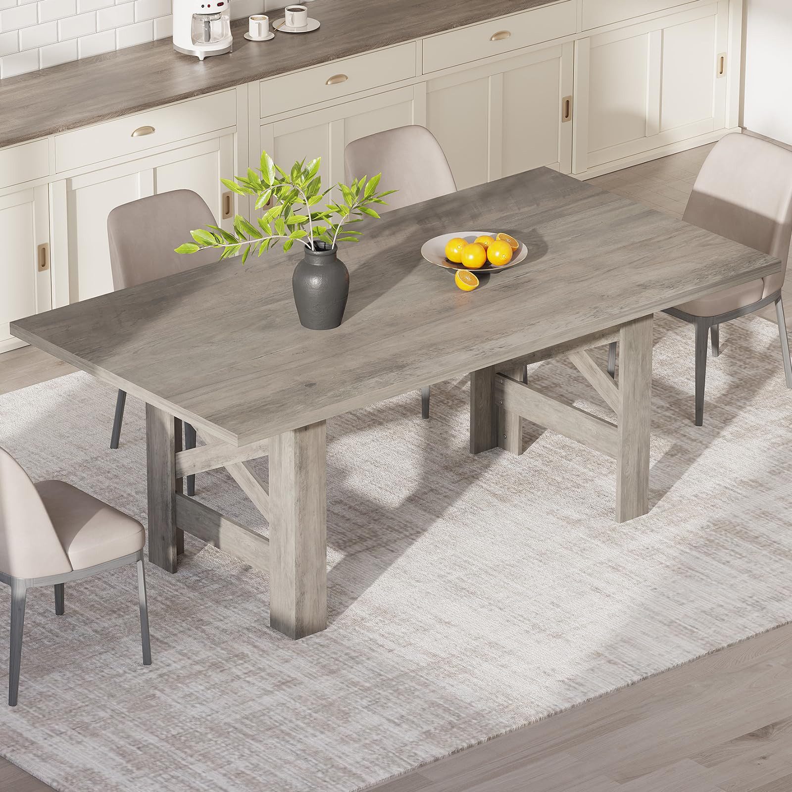 GarveeMore Esstisch 180 cm Küchentisch Wohnzimmertisch im Holztisch Landhausstil (1Tisch), Esstisch für 6-8 Personen, Küche & Esszimmer