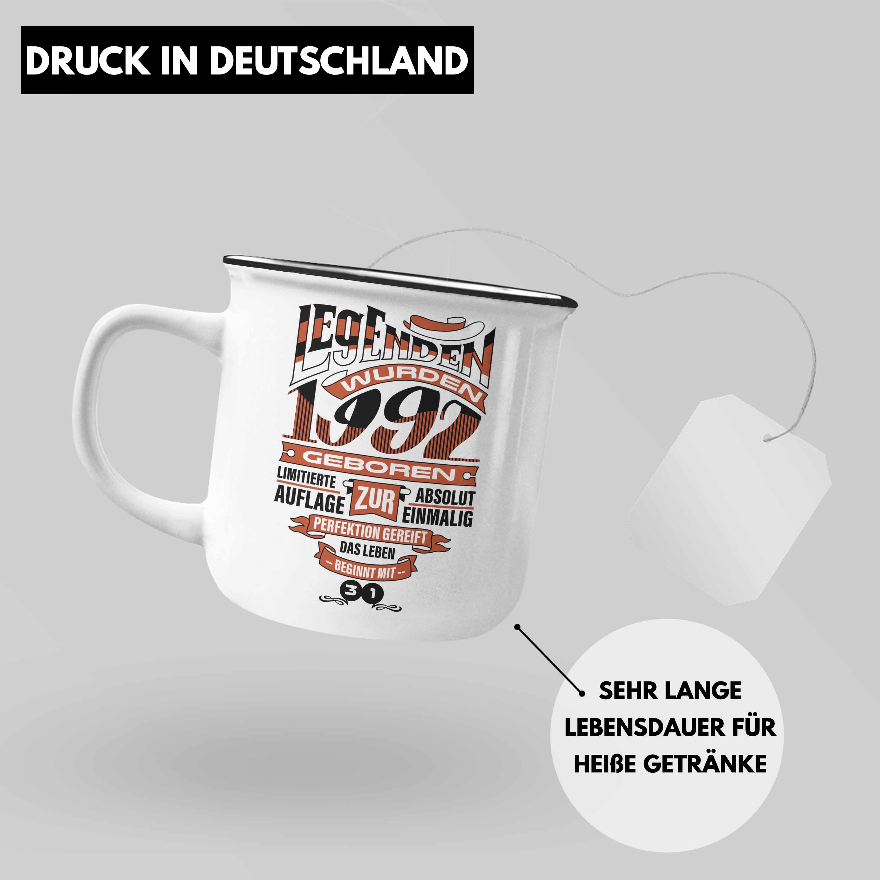 Silber Trendation 30er Mann Emaille Geburtstag Tasse Frau Mutter 30. - Trendation Geschenk Geschenkidee Thermotasse 30 Vater