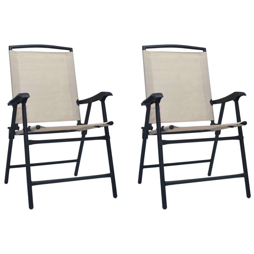 vidaXL Gartenstuhl Klappstühle, 2 Stück, Textilene Creme (2 St), Klappstühle, 2 Stück, Textilene Creme