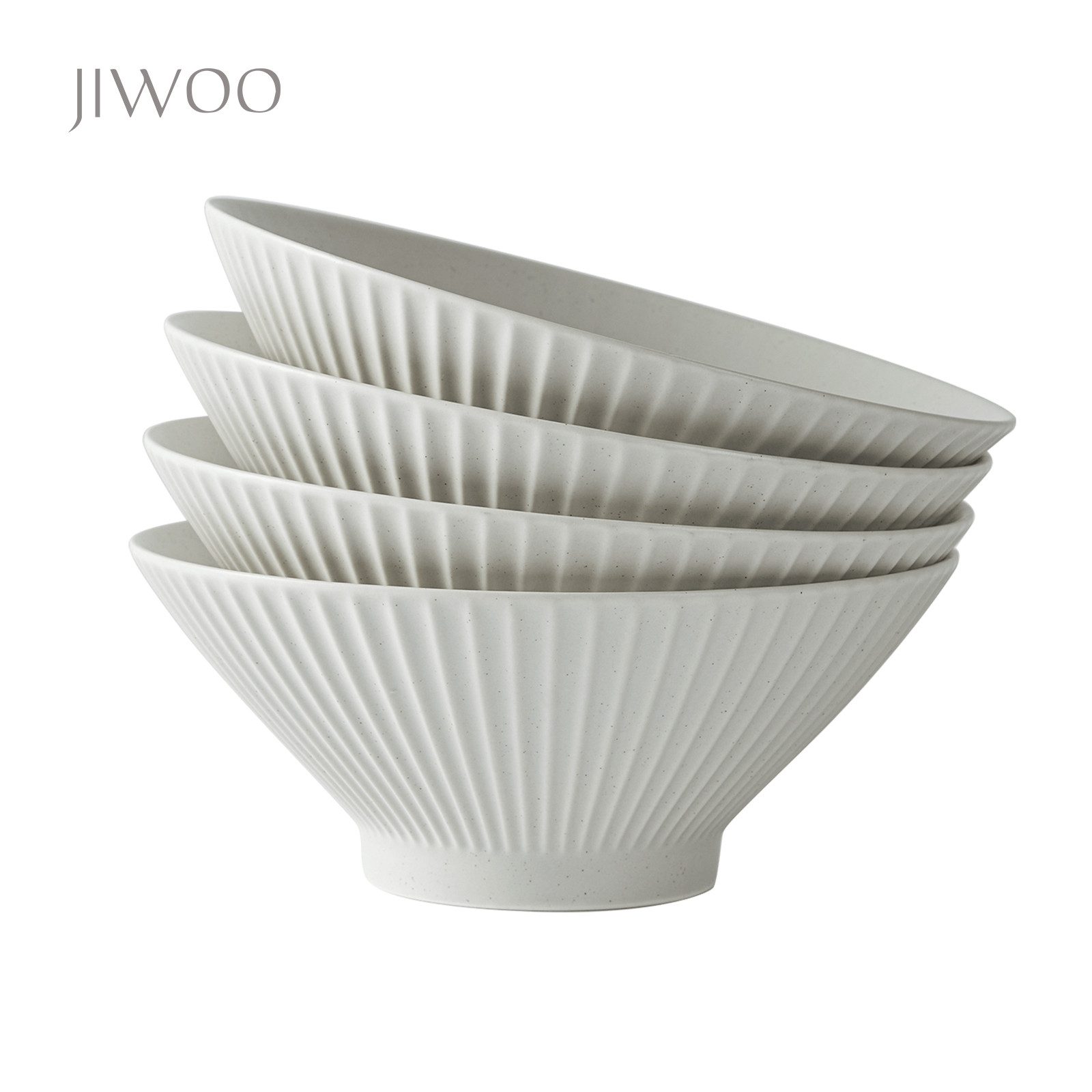 JIWOO Suppenschale 4er,Ø20cm, Japanische Ramenschüssel, Donburi-Schüssel, Pastaschüssel, hochwertiges Keramik, (Keramik-Geschirrset, 4-tlg), Mikrowellen-und spülmaschinenfest,Mattglas,Ø20cm,Minimalistisches