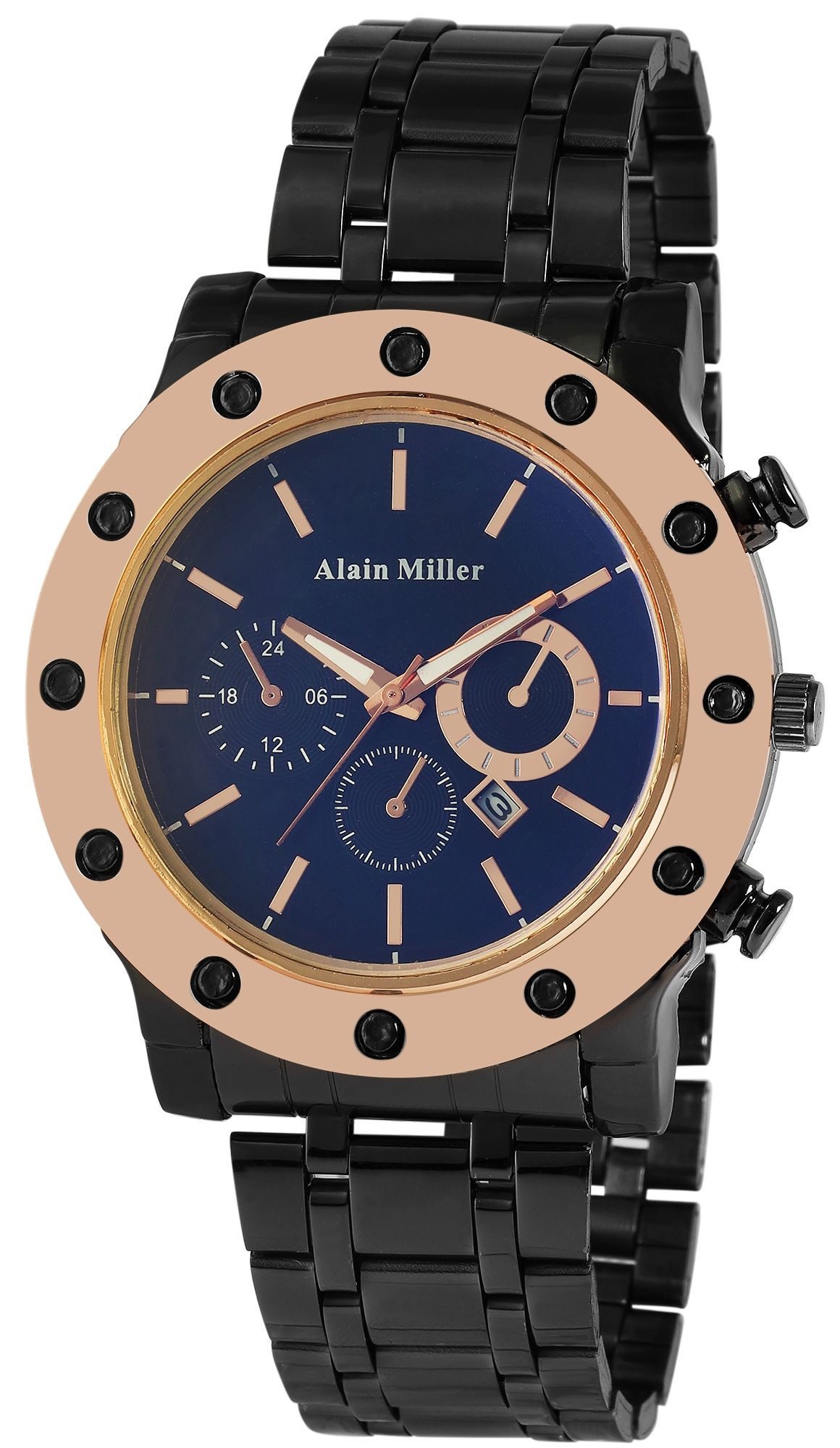 Alain Miller Quarzuhr mit Edelstahlband und Mineralglas