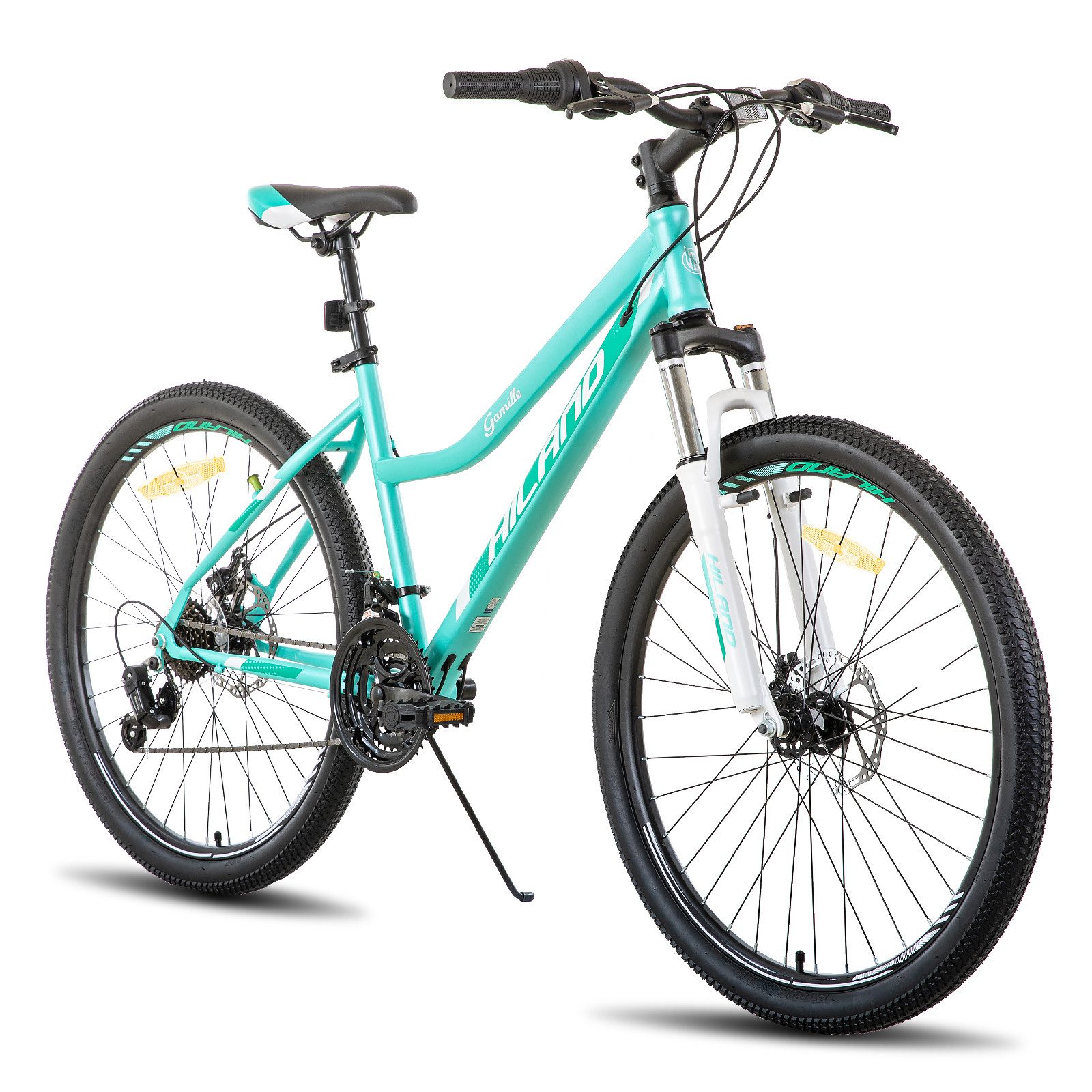 HILAND Mountainbike 26 Zoll Mountainbike für Damen und Mädchen, 21 Gang Schaltung MTB, Doppelscheibenbremse Lock-Out Federgabel
