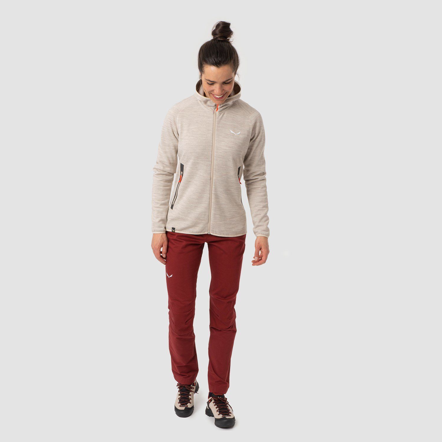 Salewa Fleecejacke Nuvolo Alpinewool mit Kapuze (4-Wege-Stretch, warm, atmungsaktiv)