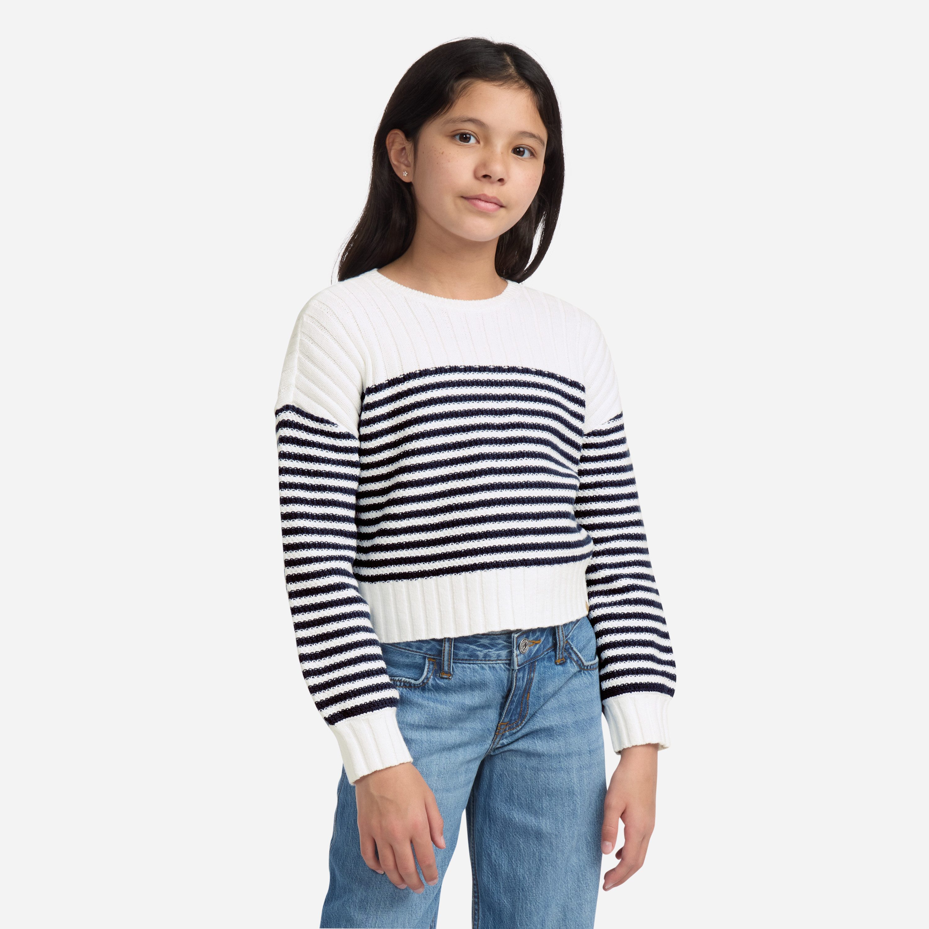 Abercrombie Kids Strickpullover AFG SLASH NECK SWEATER kurz, mit Streifen, for girls
