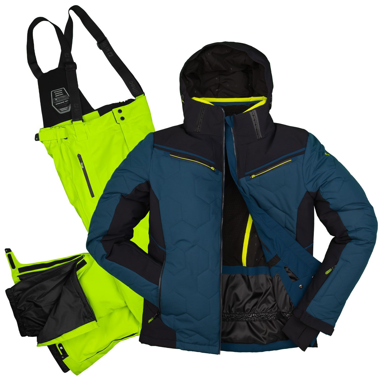 Killtec Skianzug Wintersport Herren Skijacke dunkelblau + Skihose hellgrün