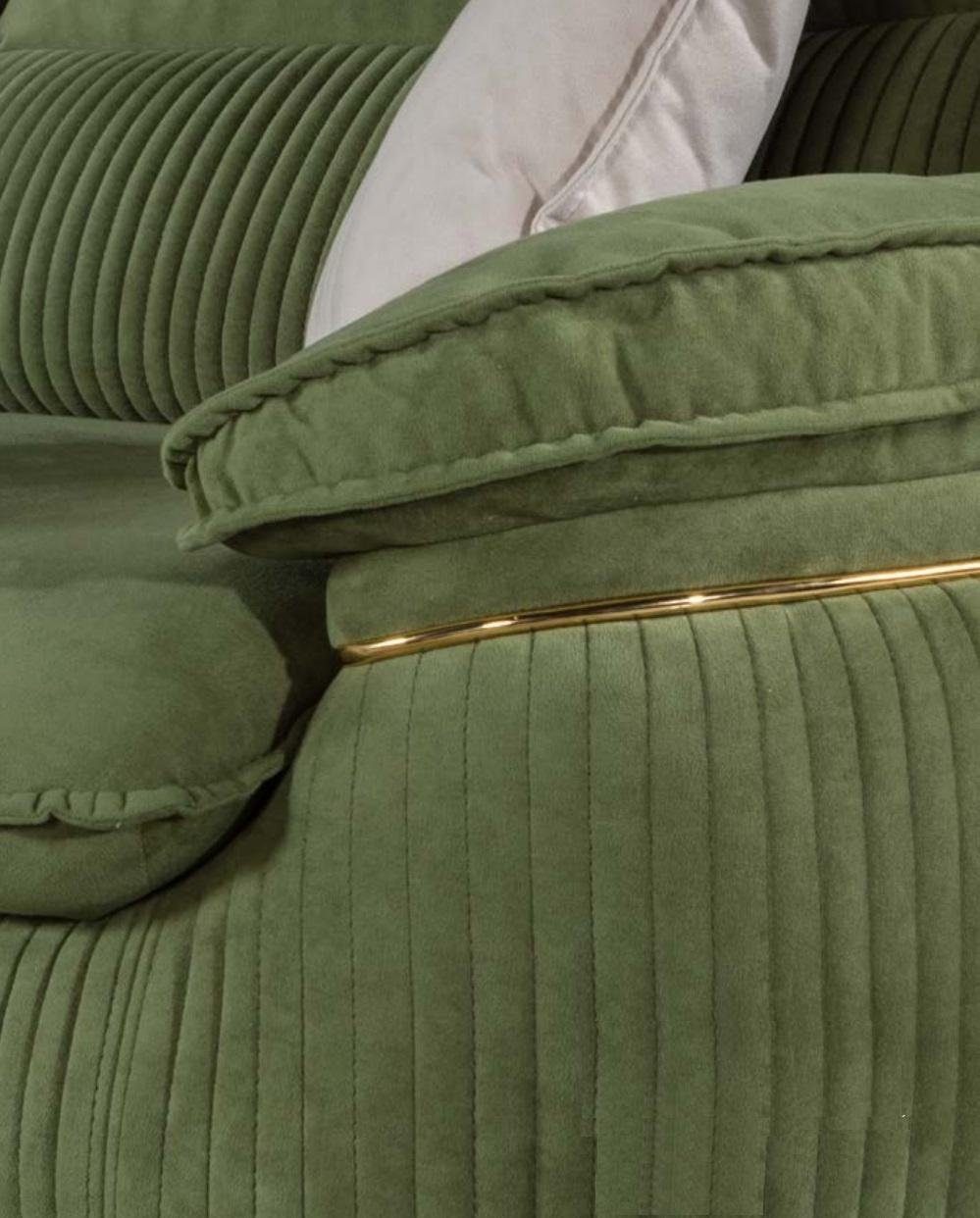 Neu 3-Sitzer Textil Luxus Dreisitzer Grün Möbel Sitz JVmoebel 3 Polster Sofa Designer