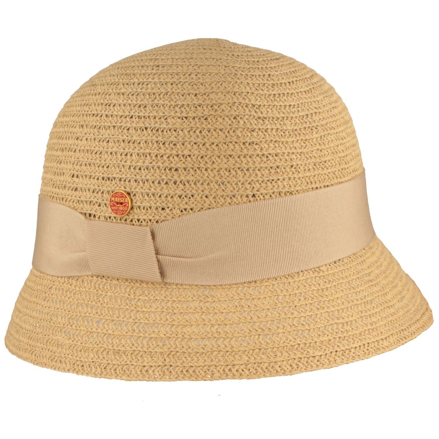 Mayser Strohhut knautschbarer kleiner Sommer-Glockenhut aus Borte 7001 beige