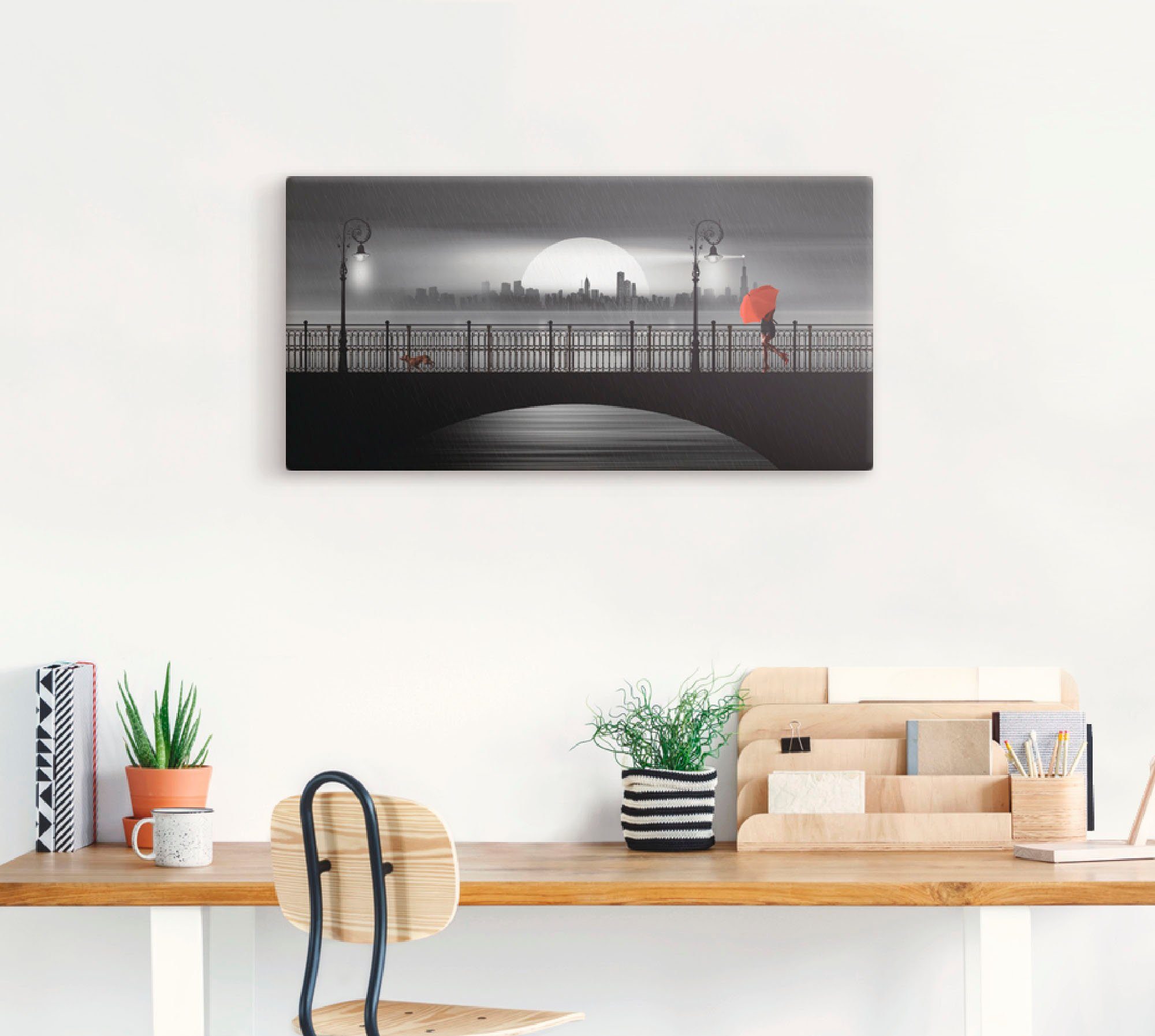 Artland Wandbild »Die Brücke im Regen« Brücken 1 tlg. als Leinwandbild, Pos günstig online kaufen