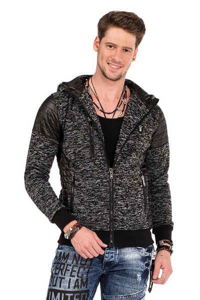 Cipo & Baxx Strickjacke mit Leder Highlights