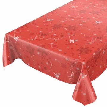 ANRO Tischdecke Tischdecke Wachstuch Weihnachten Rot Robust Wasserabweisend Breite, Geprägt