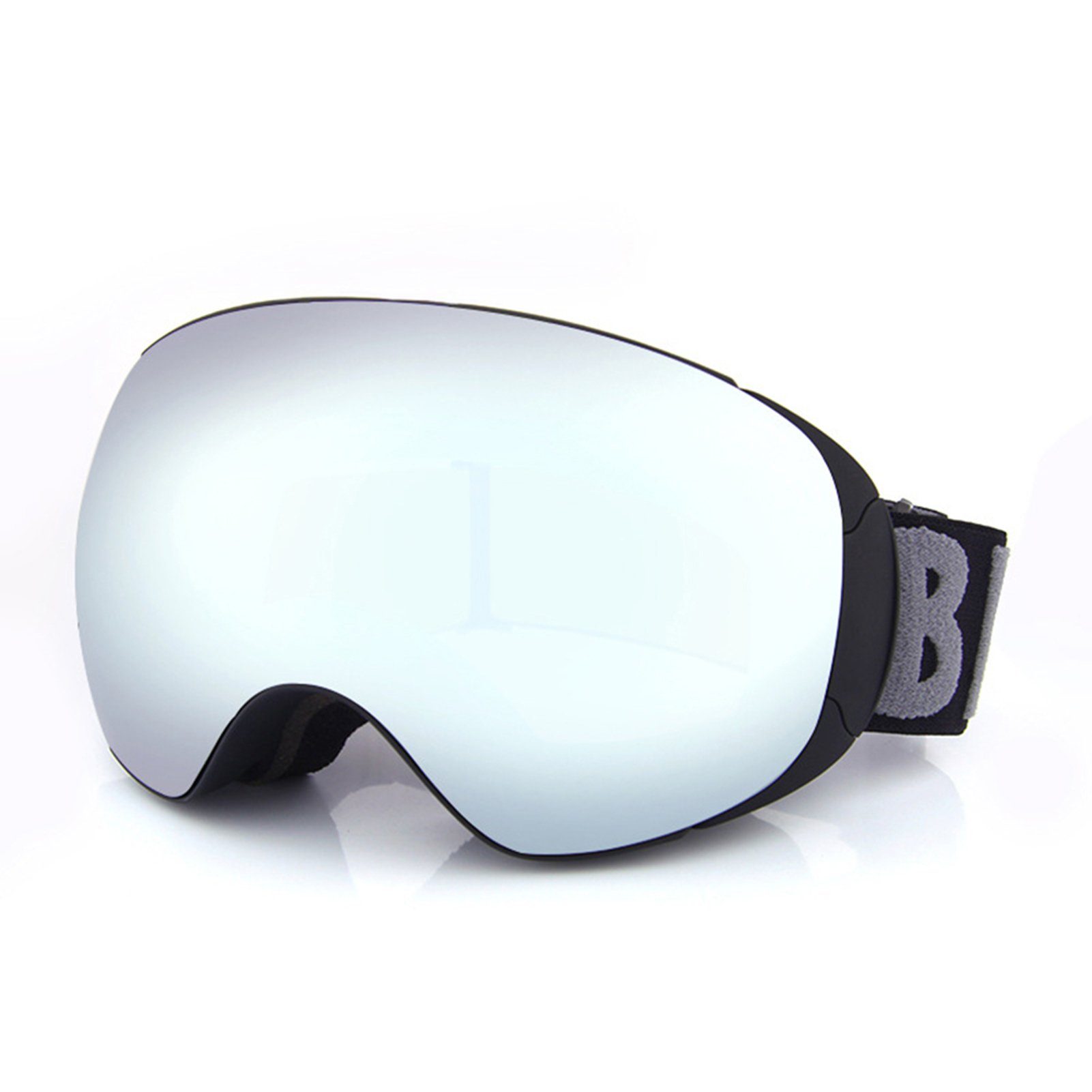 Blusmart Skibrille Doppelschichtige Galvanisierte Skibrille, Langlebige Überbrille black frame sliver