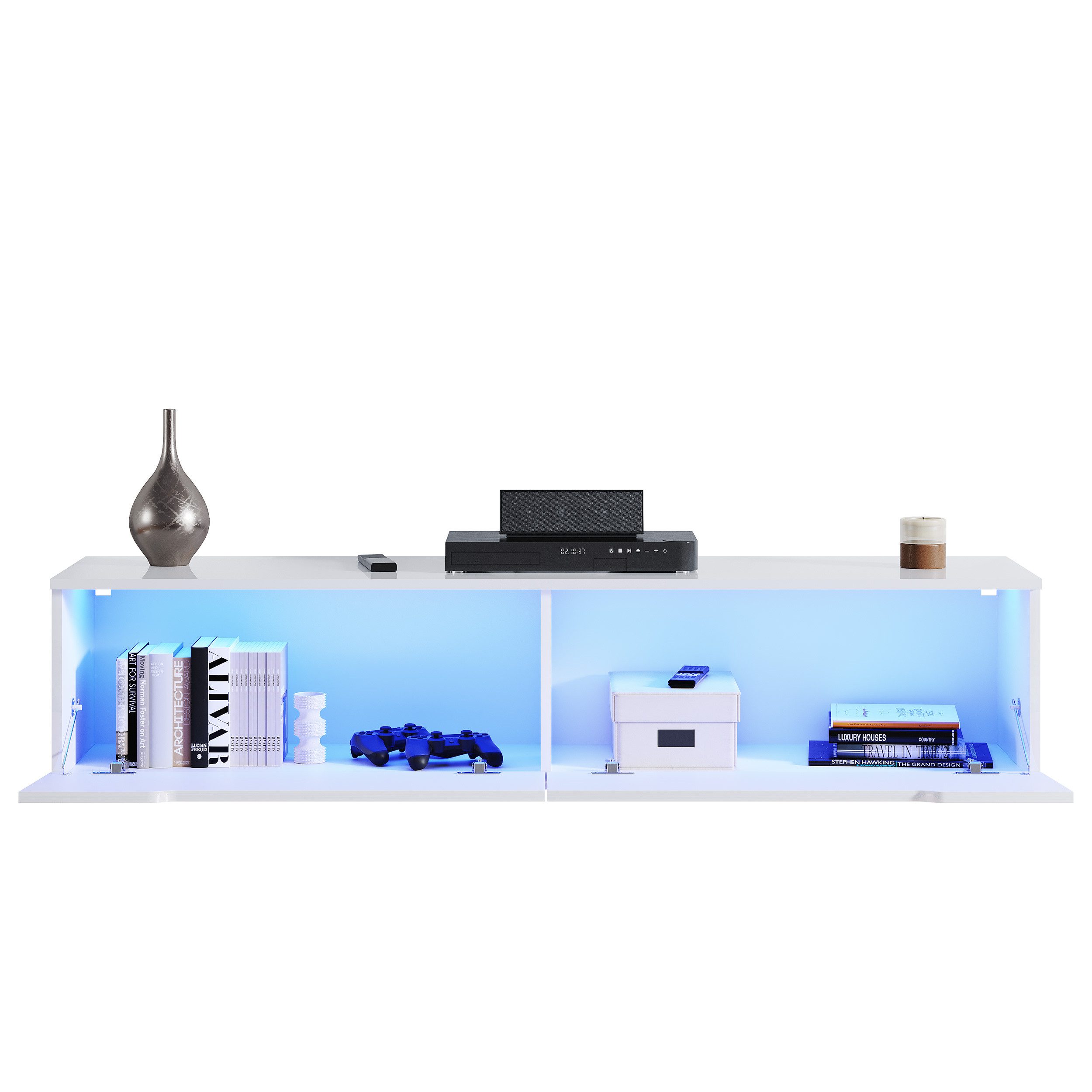 SONNI Sideboard TV Lowboard 140x35x30cm Weiß/Swarz günstig online kaufen