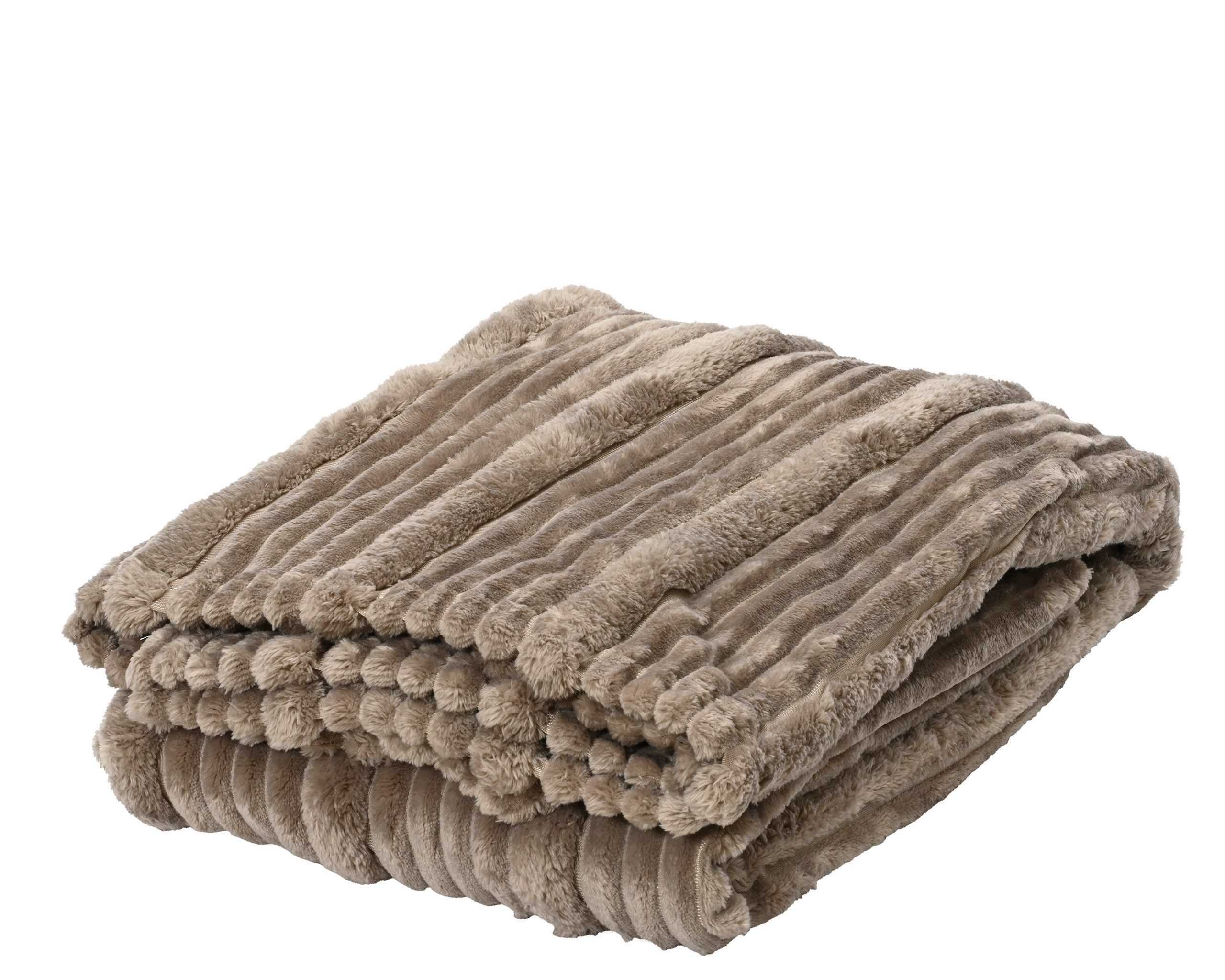 Wohndecke, Kaemingk Season Decorations (KSD), Kuscheldecke Fleecedecke 130x170cm Taupe, Decke