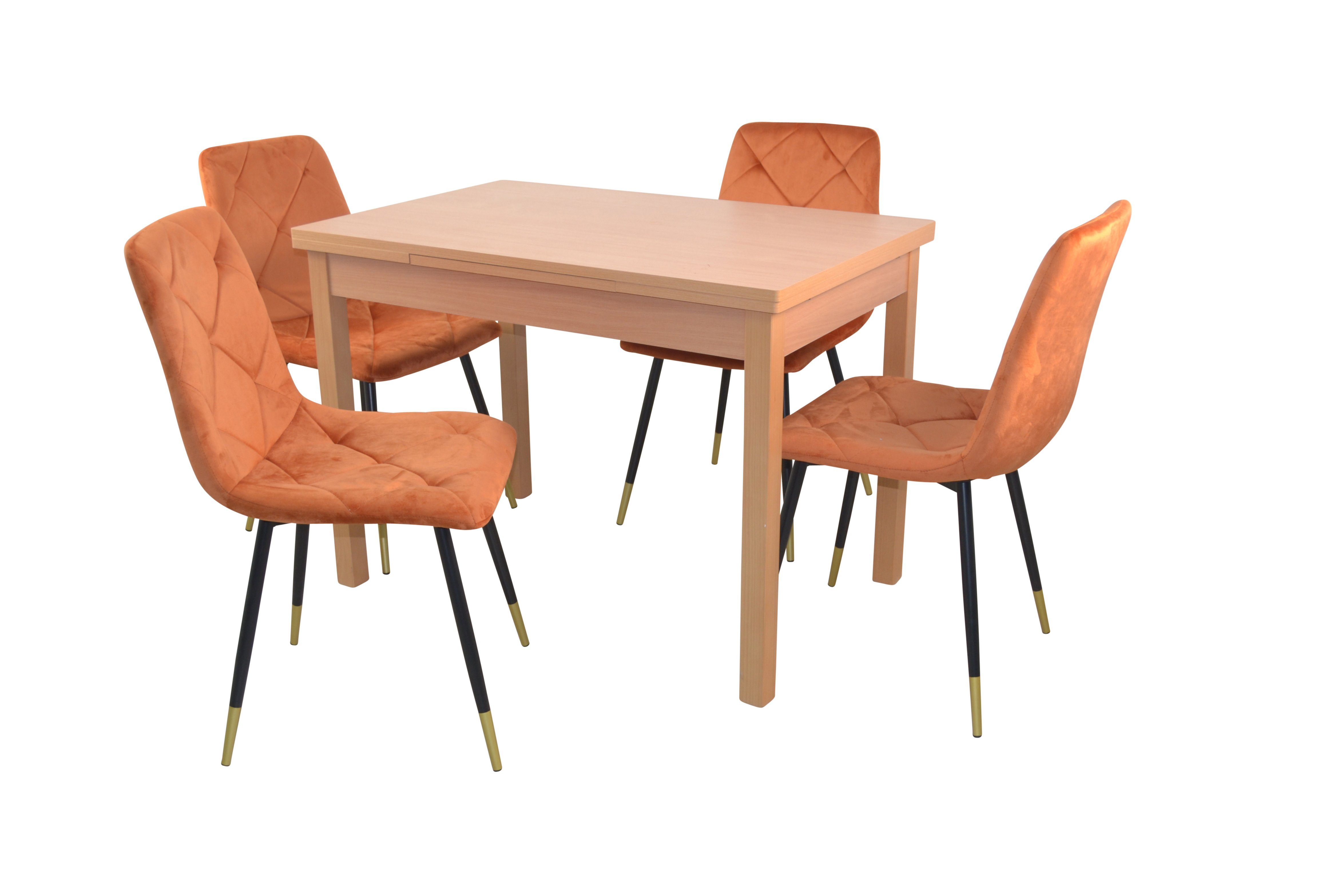 moebel-direkt-online Essgruppe 5teilige Tischgruppe, bestehend aus Esstisch ausziehbar und 4 Stühlen, (Spar-Set, 5tlg. Set) terra