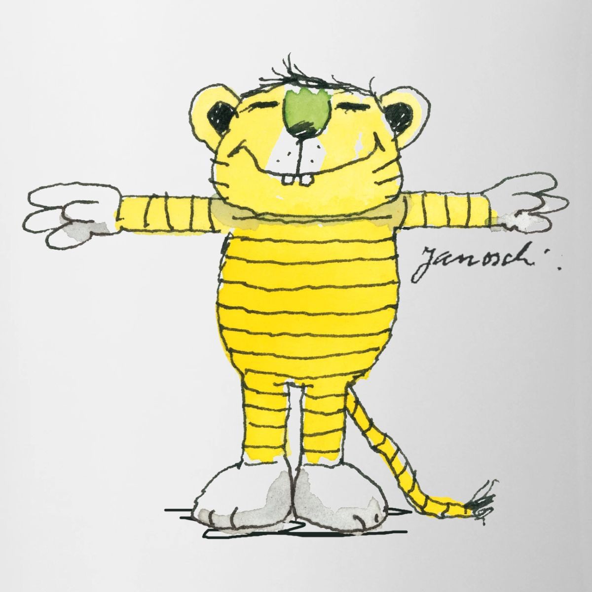 Spreadshirt Tasse Janosch Tiger Pose Tasse Zweifarbig, Keramik