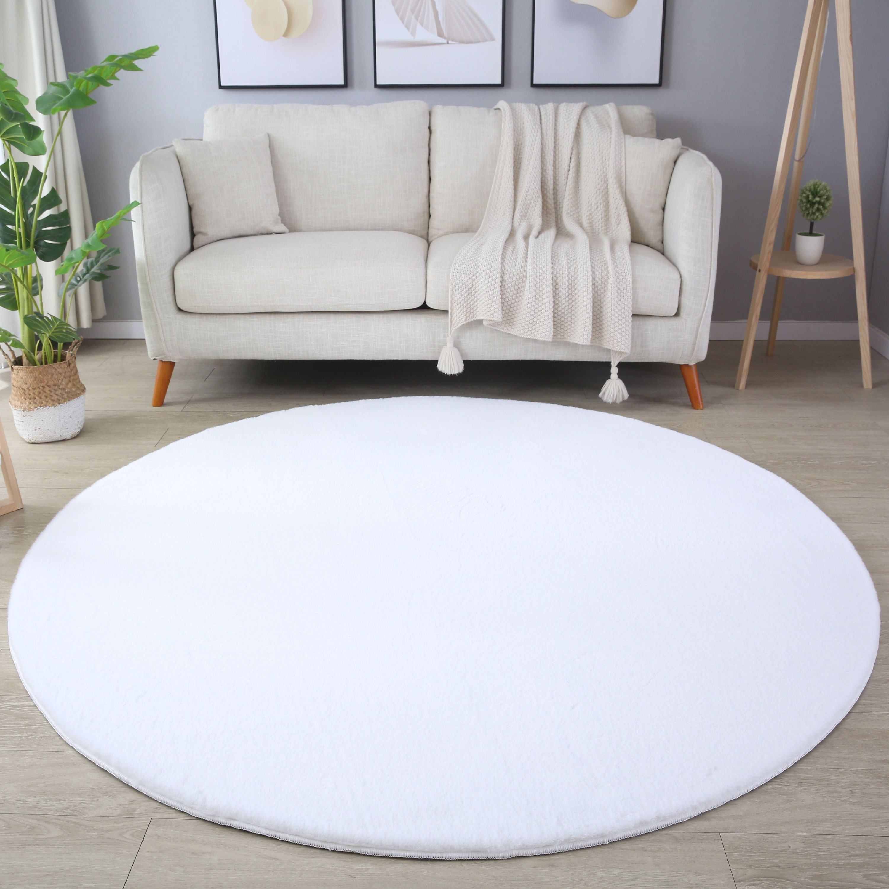 SIMPEX24 Teppich Unicolor - Einfarbig, Rund, Höhe: 20 mm, Teppich Wohnzimmer Einfarbig Shaggy Modern Flauschiger Felloptik Weich