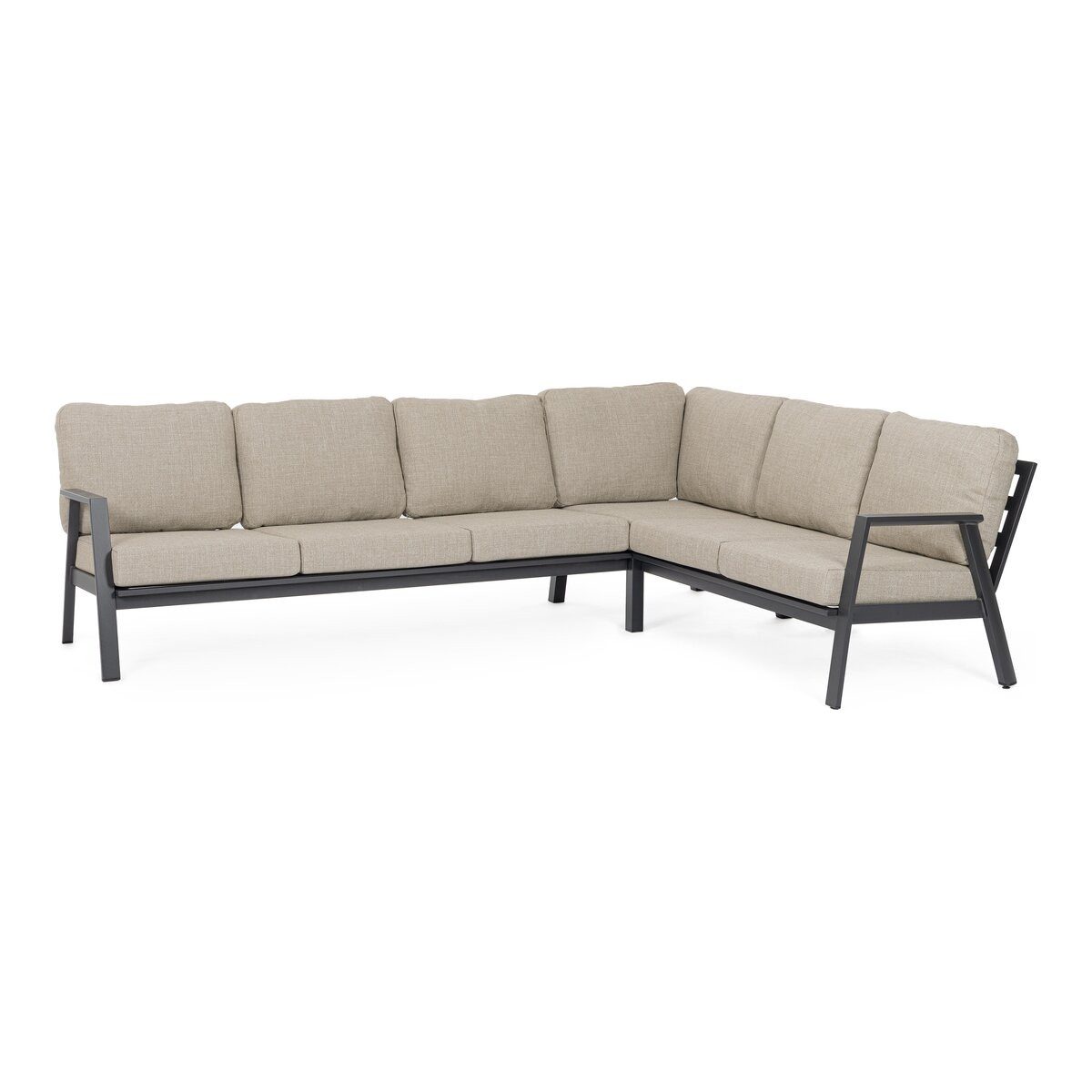 Feeling4Home Gartensofa Flaminio - Aluminium Anthrazit, Olefin-Stoff Taupe, Hochwertig gepolstert, hoher Sitzkomfort