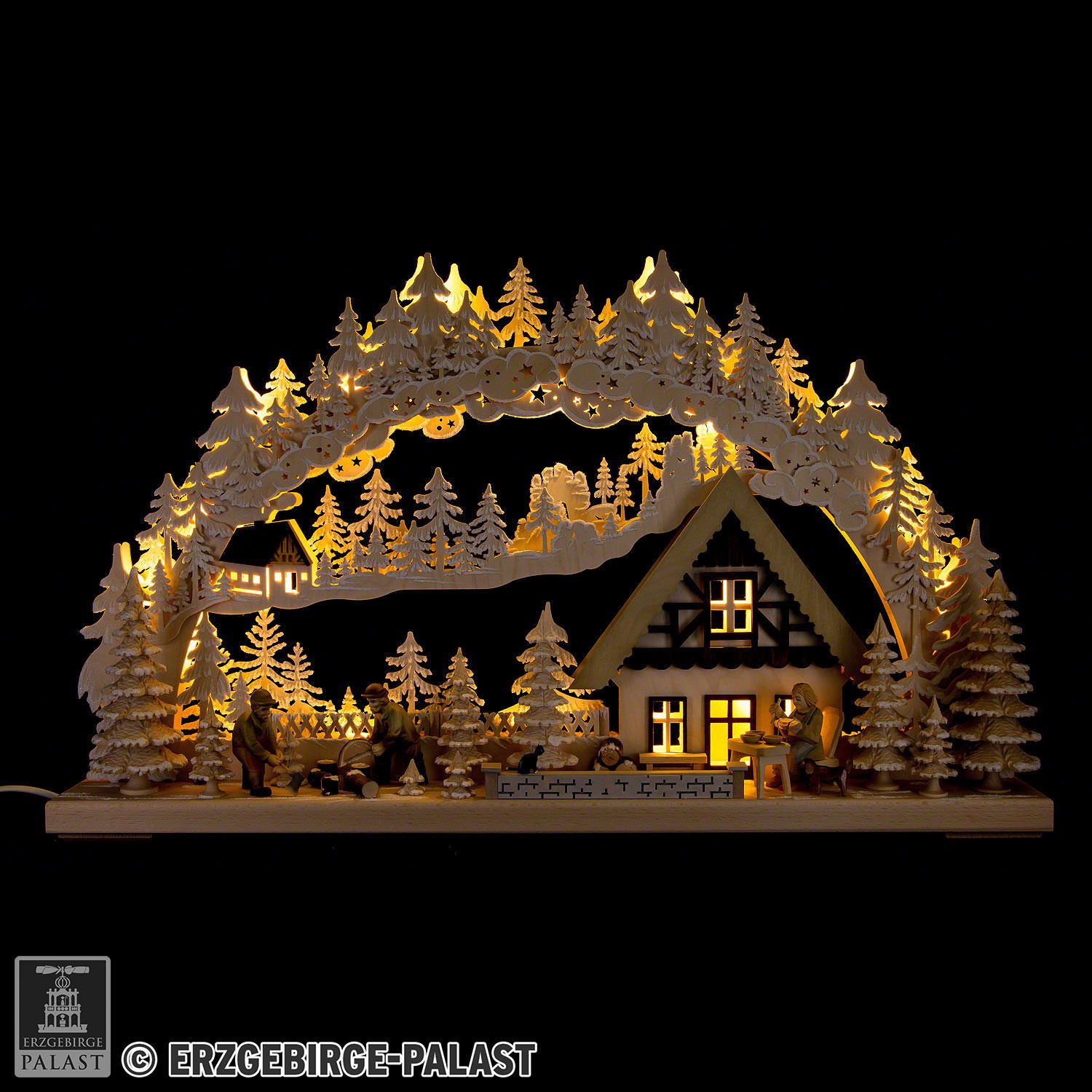 RATAGS Kunsthandwerk Schwibbogen 3D-Schwibbogen Holzfäller mit Raureif (72x43cm) von RATAGS Holzdesign