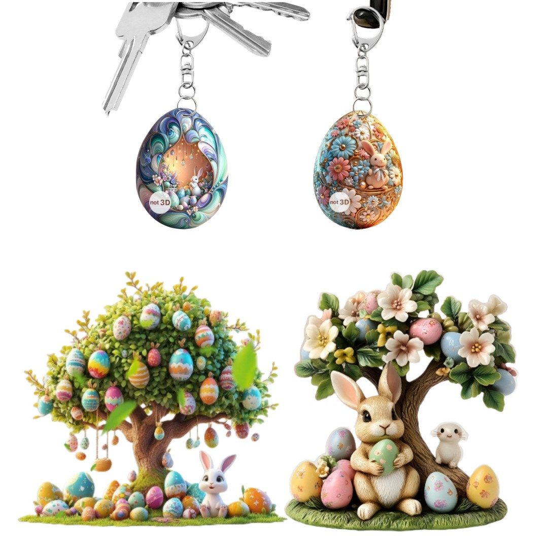 VEKROBOT Dekofigur Oster Tischdekoration 4 teilig 2D Hasen Eier für Wohnzimmer Eingang (1 St., Traditionelle und verspielte Osterdekoration), Ideal für Wohnzimmer, Eingangsbereich oder Sideboard