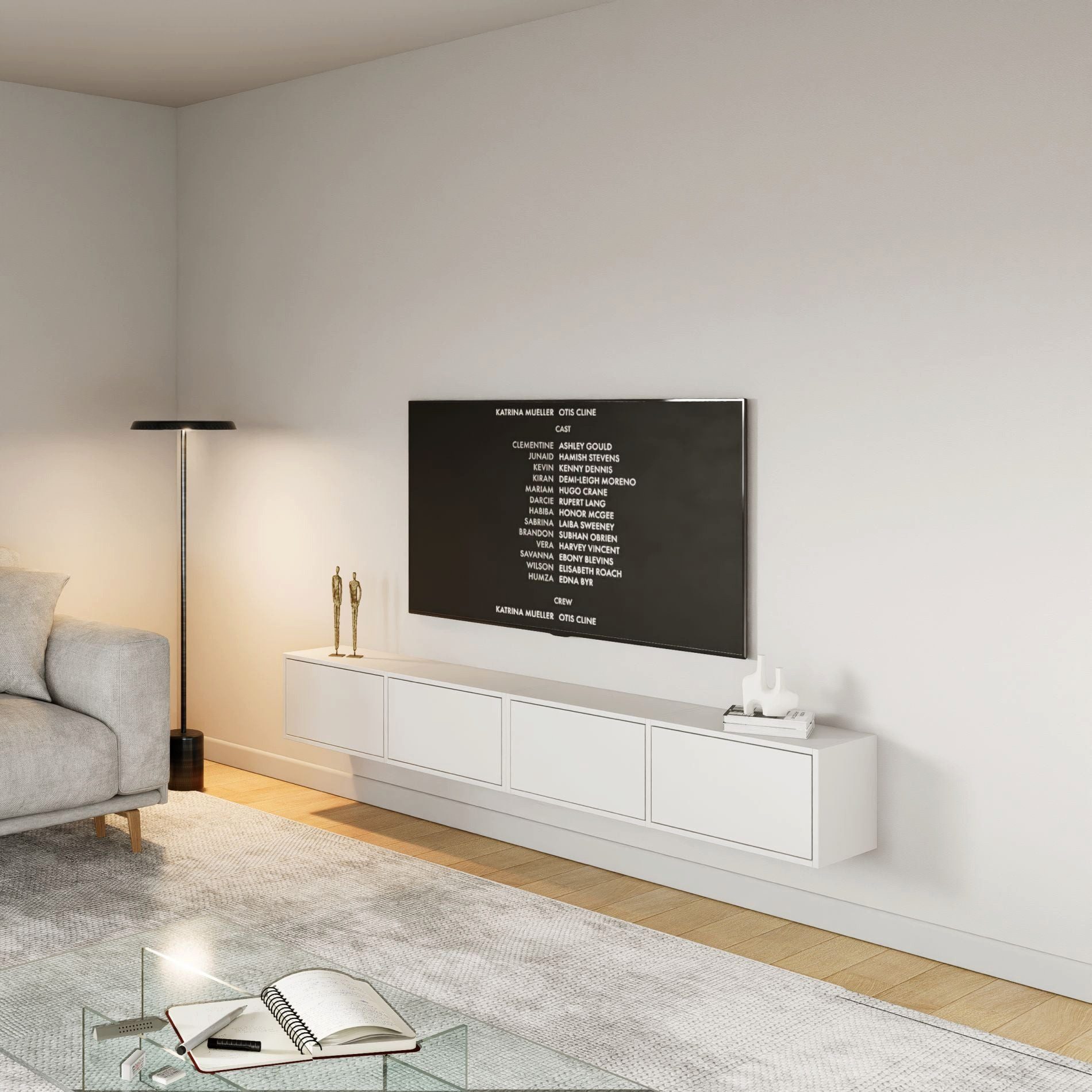 Selsey TV-Schrank FRAMME Hängendes TV-Board mit Klappen, 200 / 300 cm