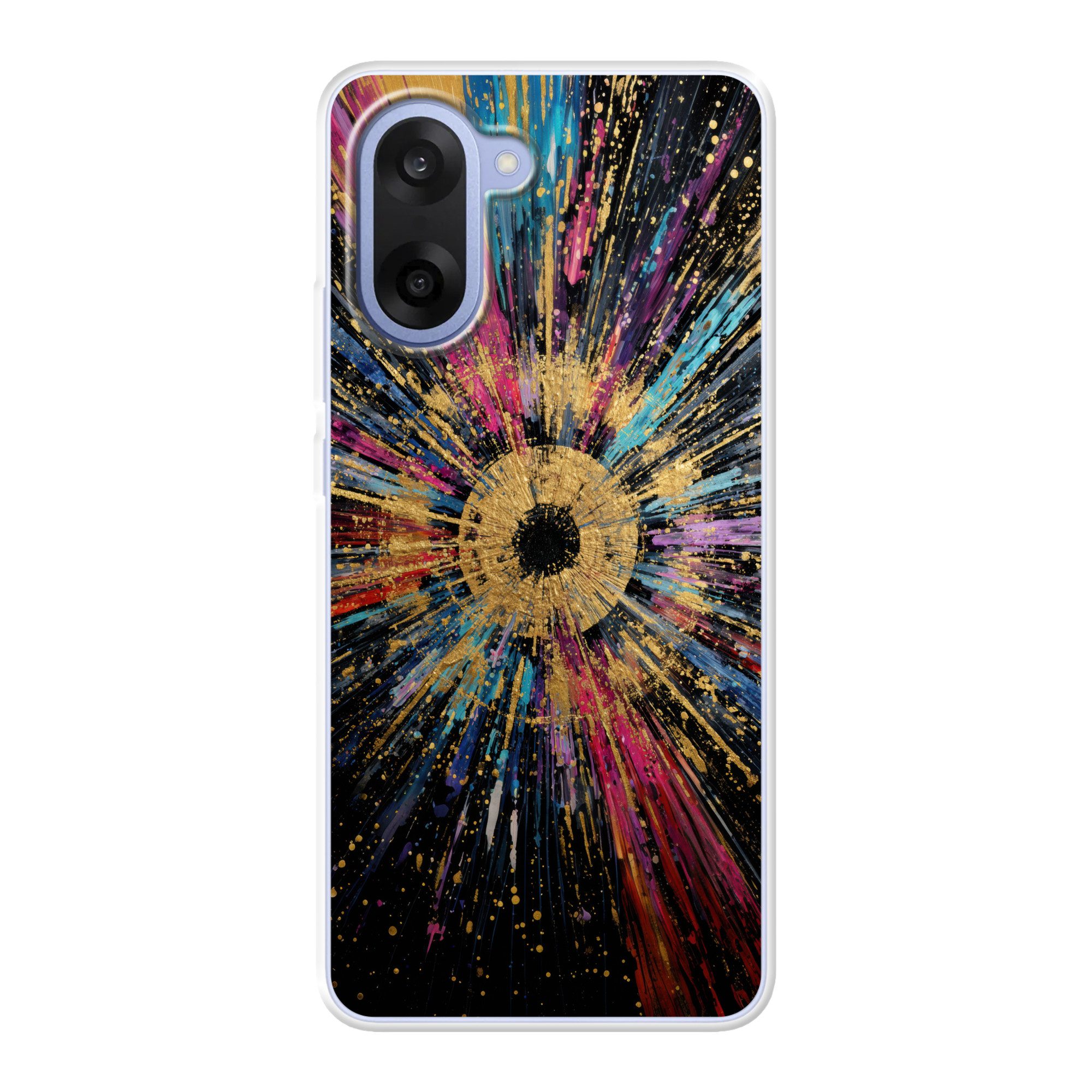 MuchoWow Handyhülle für OnePlus Nord CE5 Explosion - Gold - Bunt - Abstrakt, Phone Case, Silikon, Schutzhülle Dünn