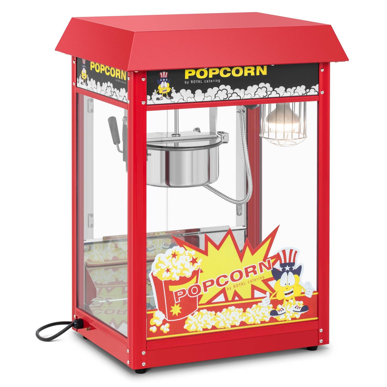 Royal Catering Popcornmaschine Popcornmaschine 1500 W 5 kg/h rot beleuchteter Innenraum