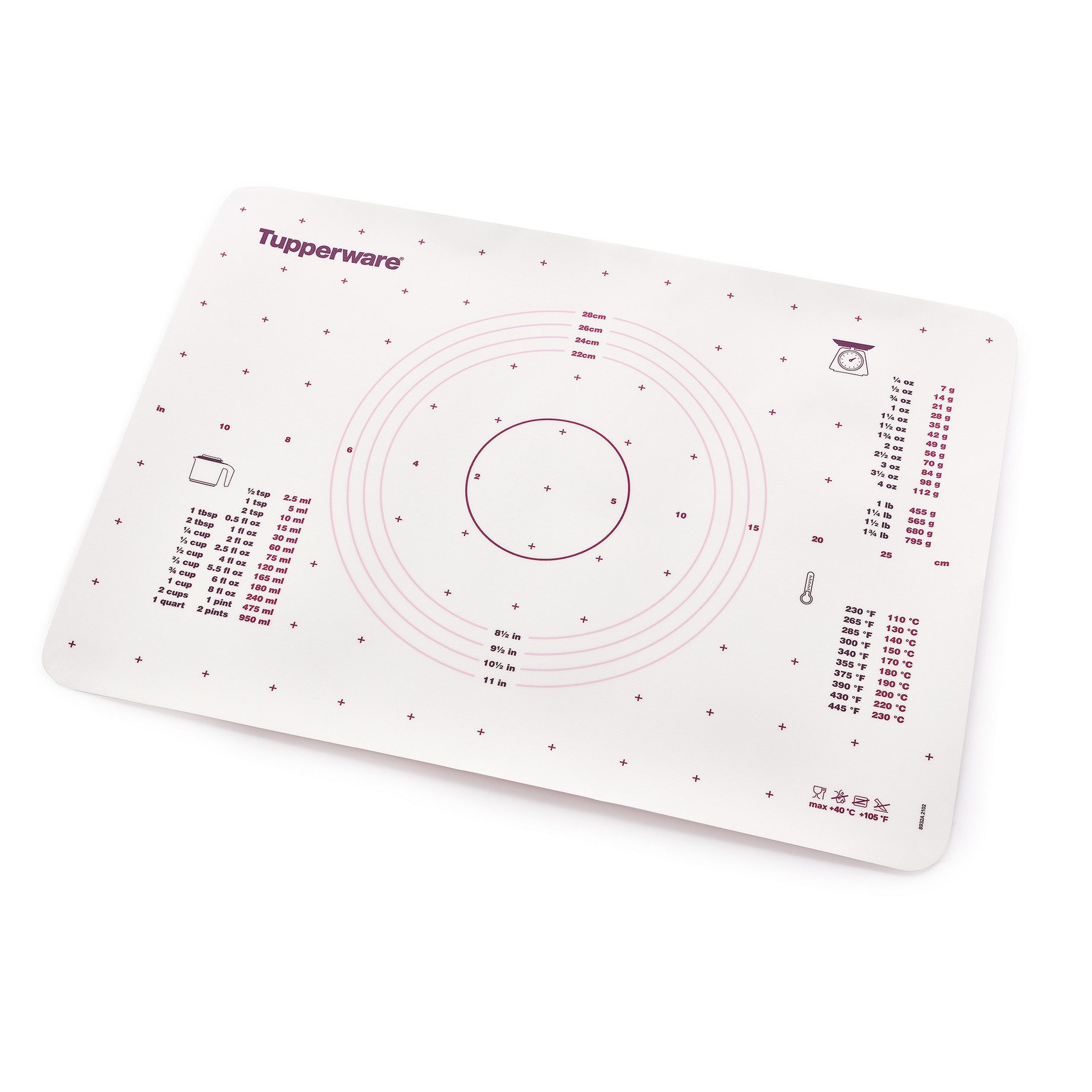 TUPPERWARE Backmatte Tupperware Teigunterlage lila, Rutschfeste Arbeitsunterlage