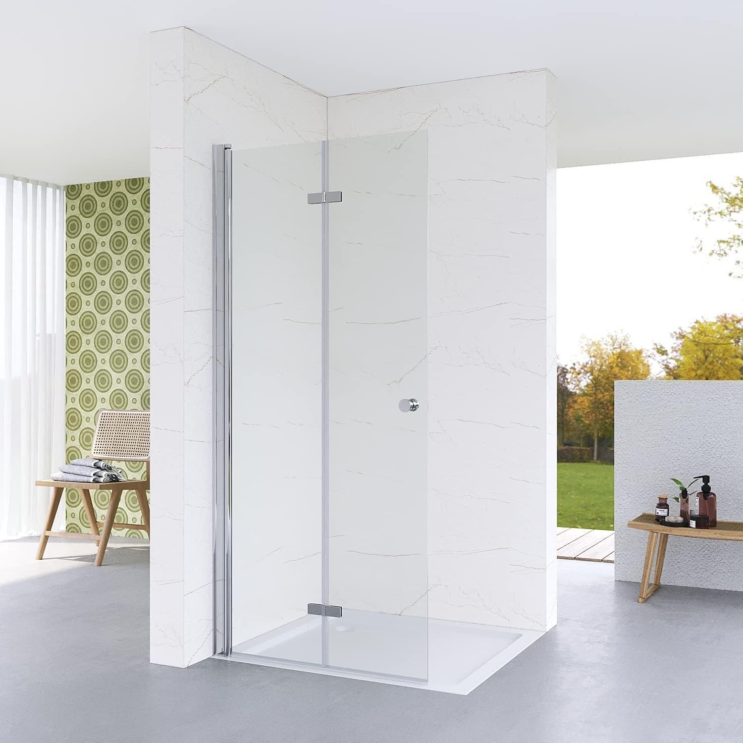 AQUABATOS Duschwand Duschabtrennung Glas Klapptür Ecke Duschtrennwand mit Falttür, 65x187cm,70x187cm,75x187cm,85x187cm,95x187cm,115x187cm,Einscheibensicherheitsglas, (Duschwand faltbar Walk in Dusche Glaswand), Rechts-und Links montierbar