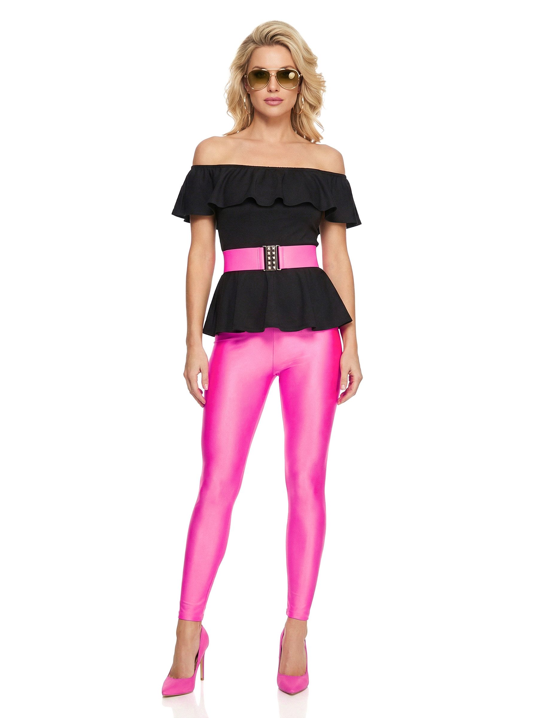 JADEO Kostüm 80er Retrokostüm für Damen pink-schwarz