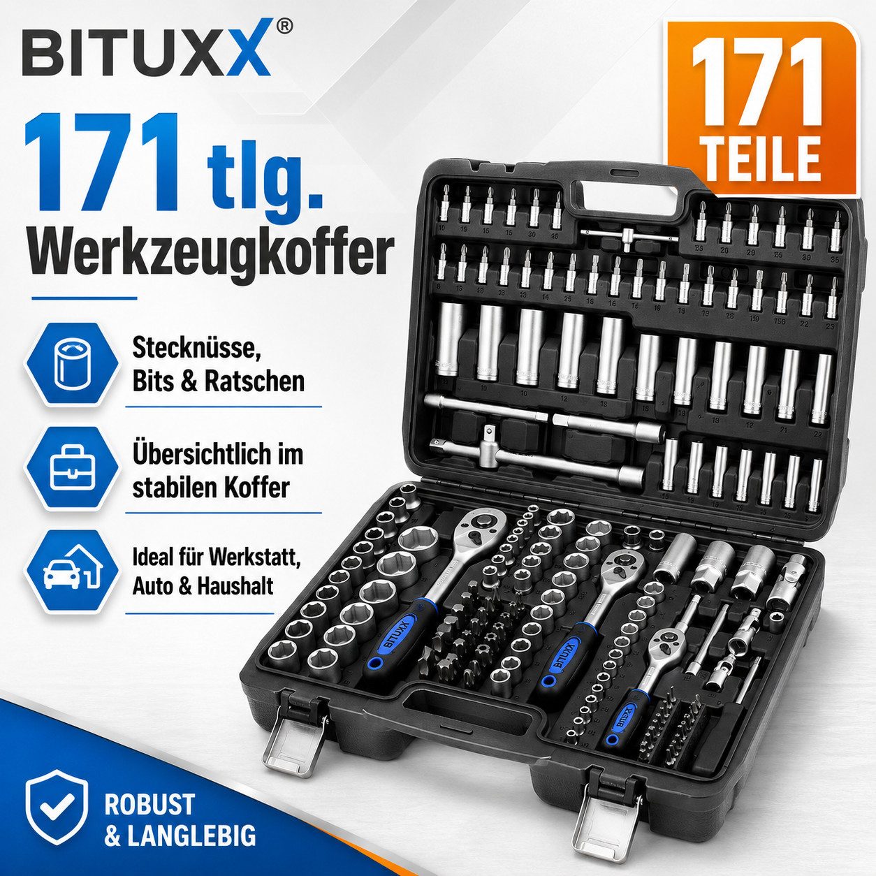 Bituxx Ratsche Ratschenkoffer 171 tlg. (Set, 171 St., MS-15179)