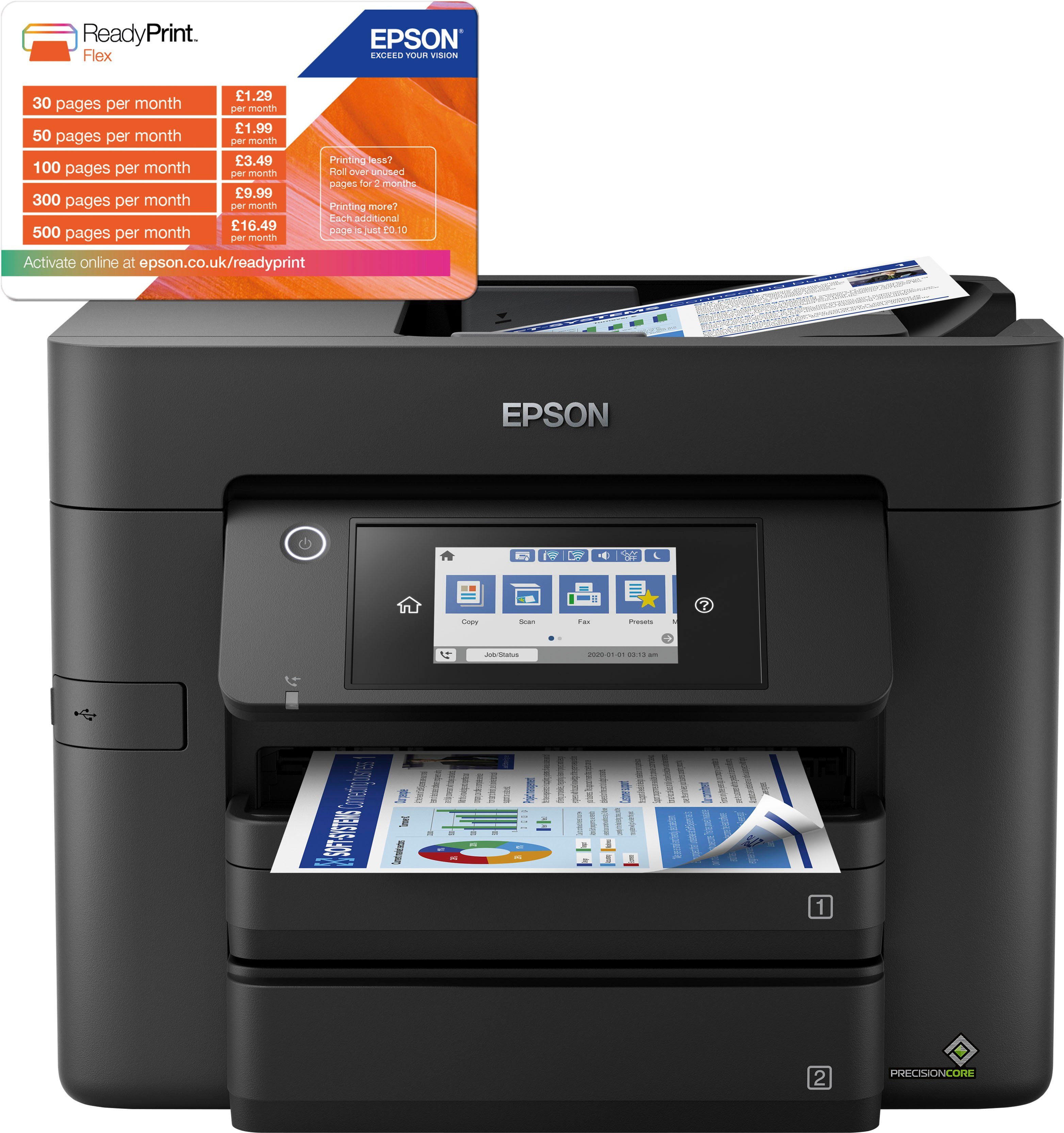 Epson WorkForce Pro WF-4830DTWF Multifunktionsdrucker, (LAN (Ethernet), WLAN (Wi-Fi)