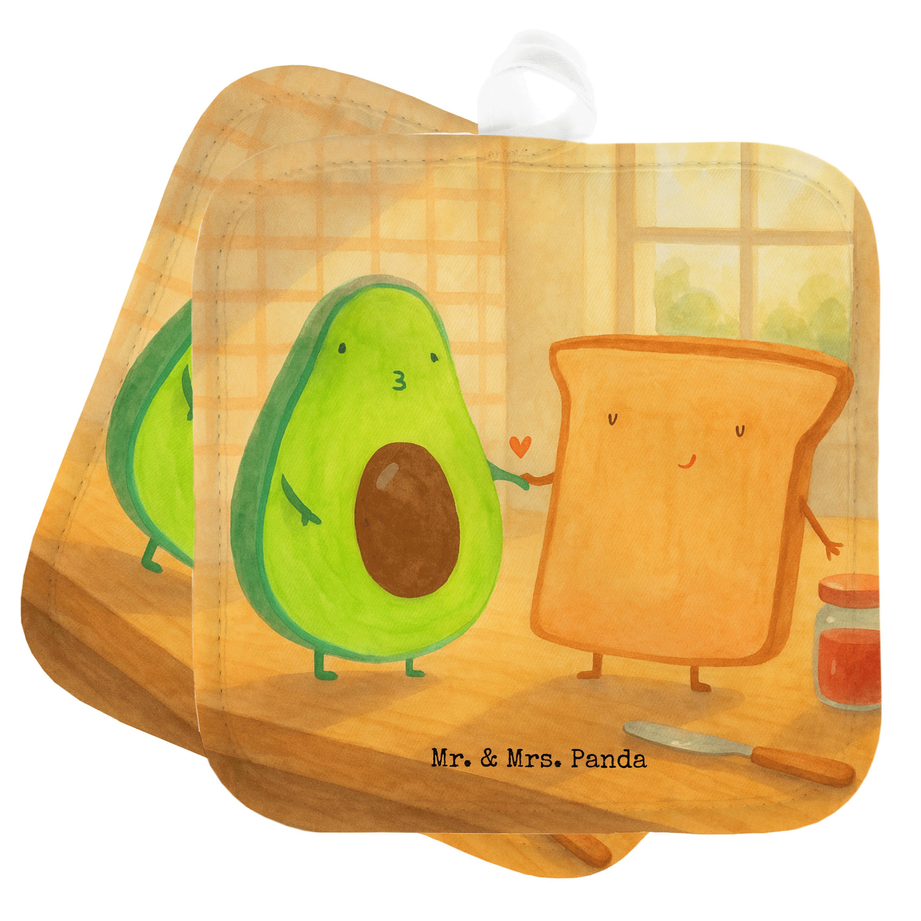 Mr. & Mrs. Panda Topflappen Avocado Toast Design, Topfuntersetzer, Weiß, Hochzeit, Liebe, Topflap, (Packung), Avocado Verliebt Freundin