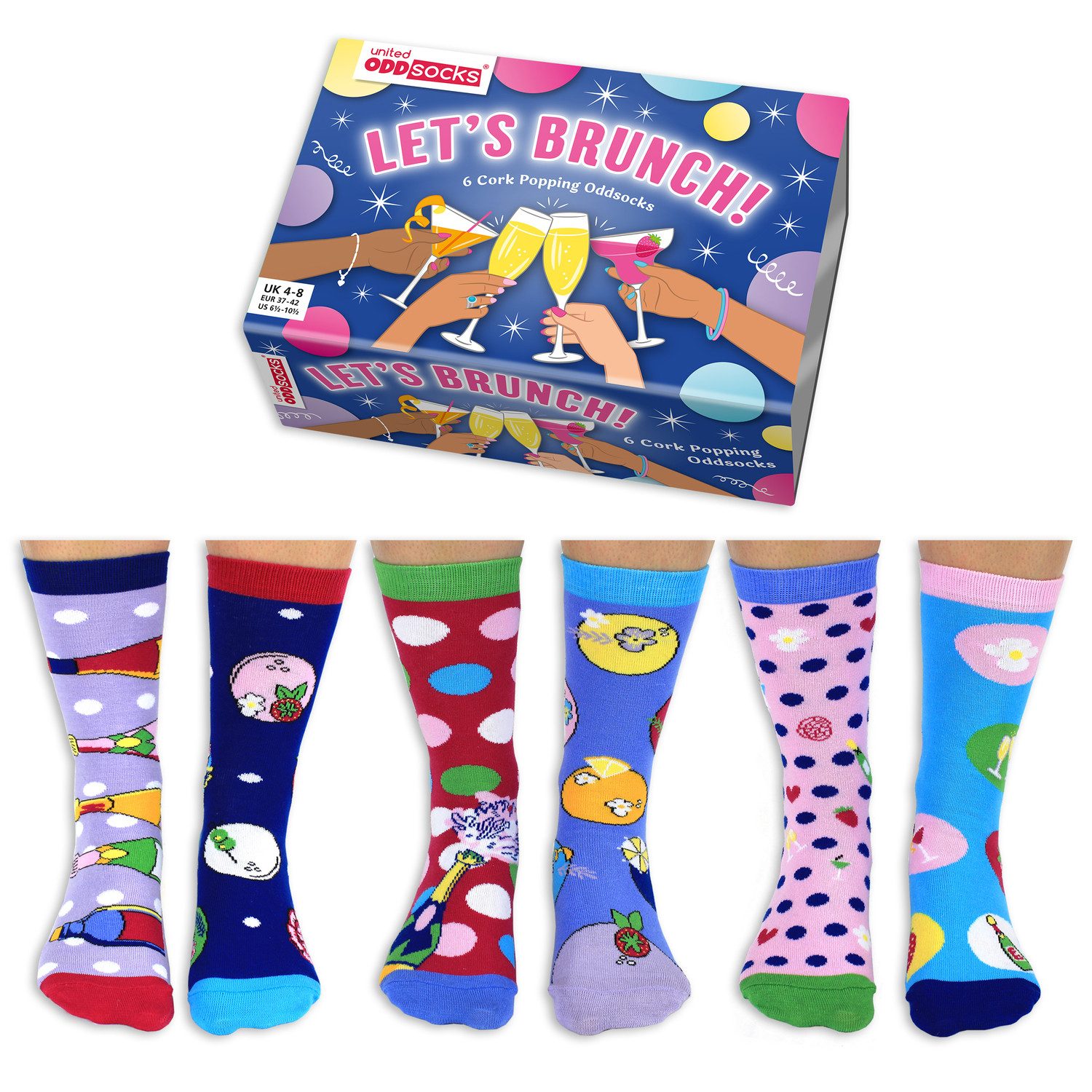 United Oddsocks Freizeitsocken Let's Brunch Oddsocks Socken in 37-42 im 6er Set