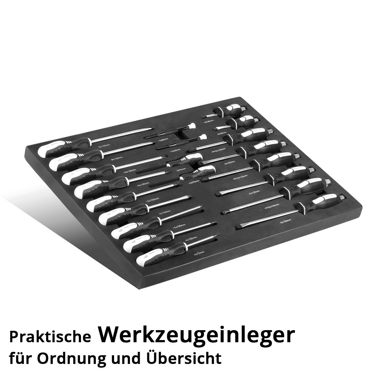 STAHLWERK Steckschlüssel Werkzeugwageneinlage 21-tlg Schraubendreher-Set mit Schaumstoffeinlage (Set, 21 St), Schweißer-Gripzangen inklusive Transportkoffer